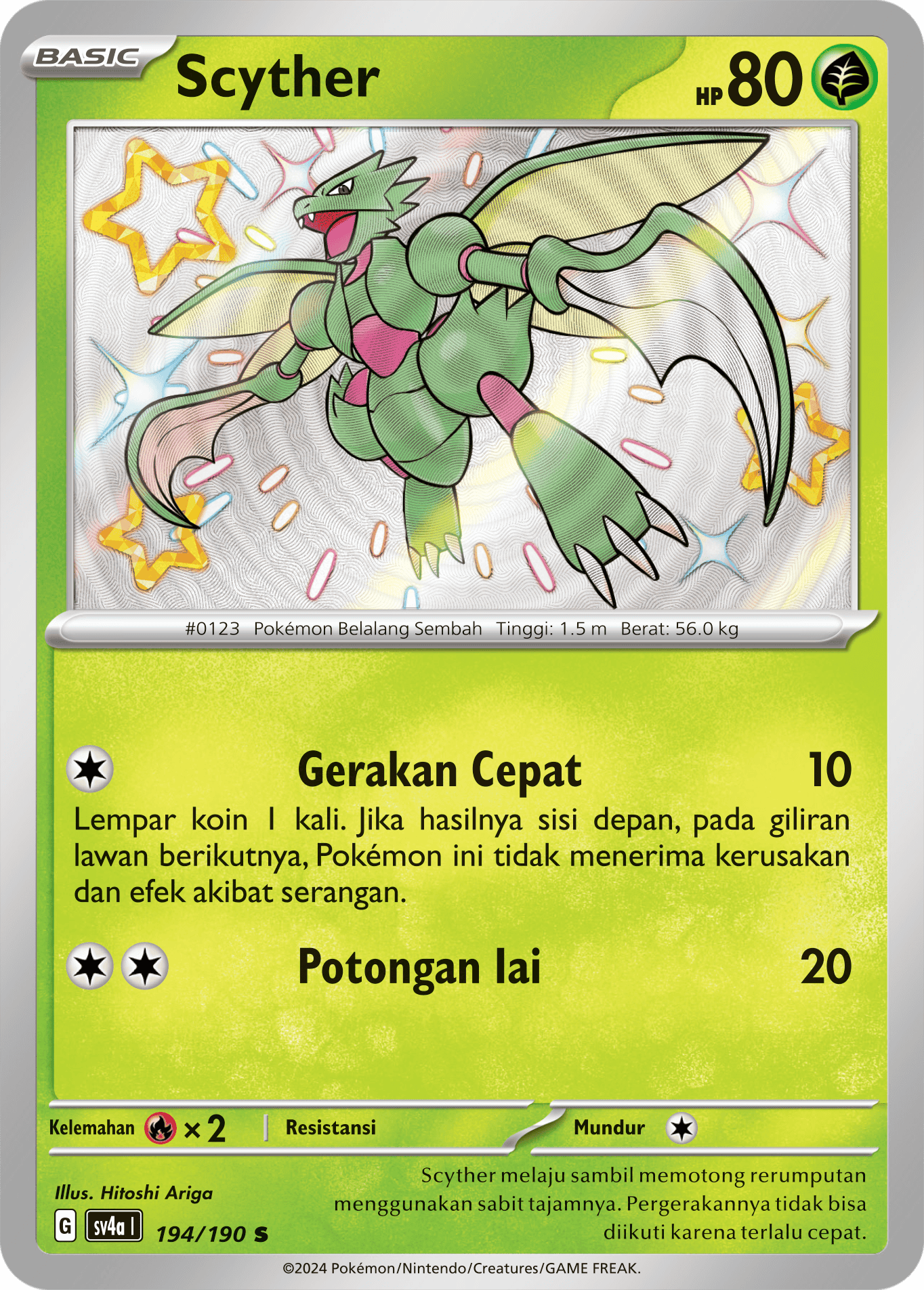 Scyther 194 — Harta Berkilau ex (Indonesian Pokémon TCG card)