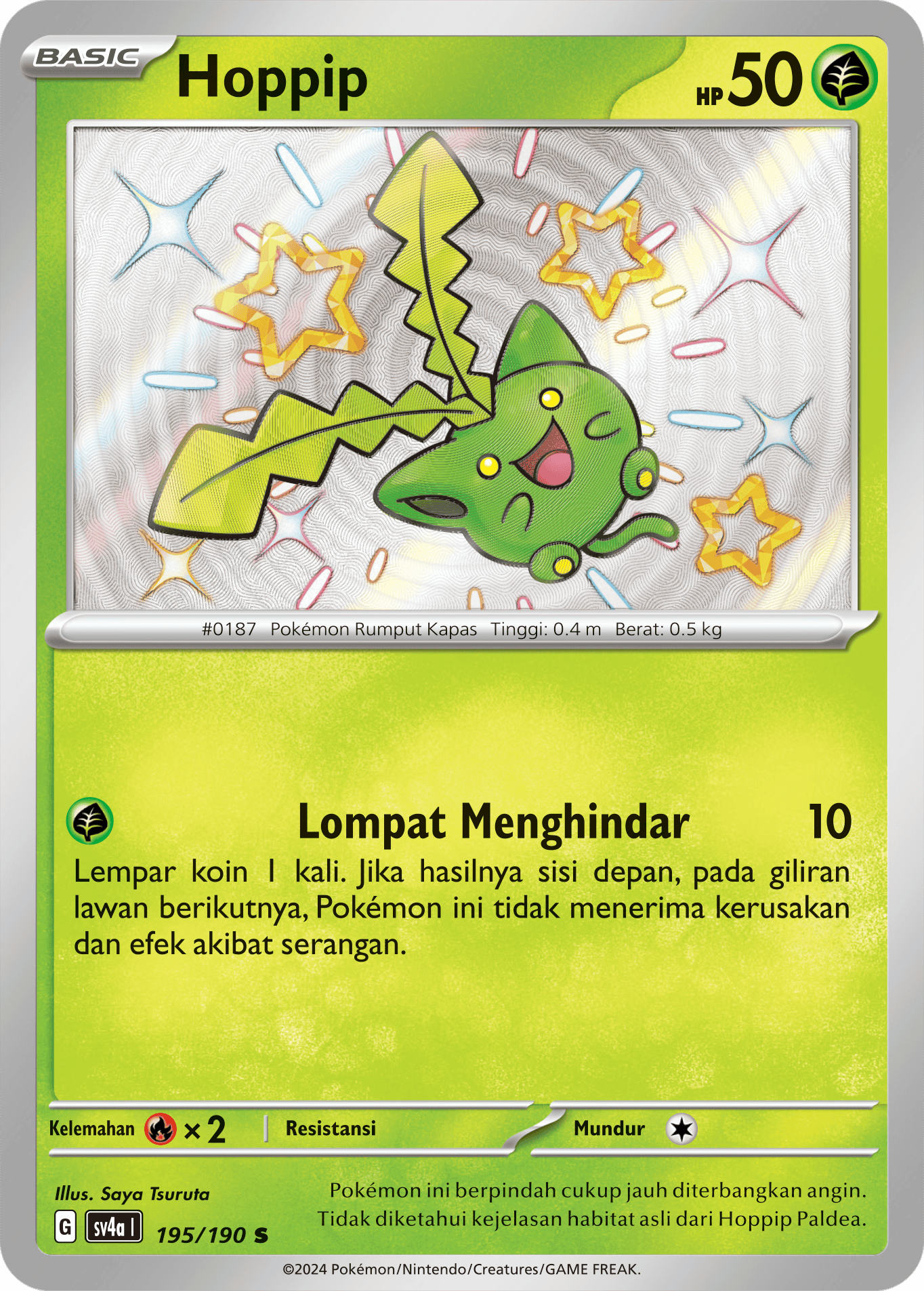 Hoppip 195 — Harta Berkilau ex (Indonesian Pokémon TCG card)