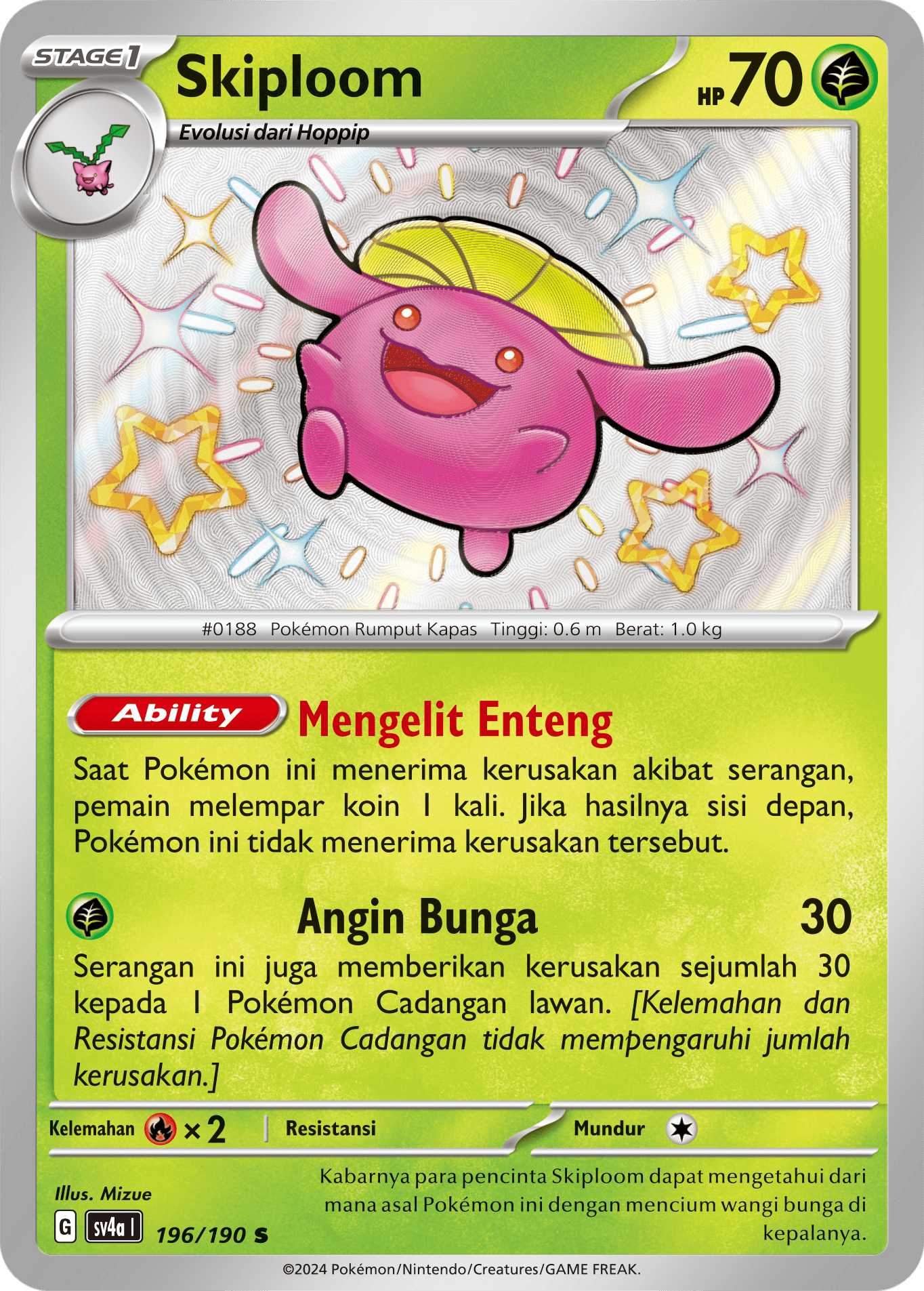 Skiploom 196 — Harta Berkilau ex (Indonesian Pokémon TCG card)