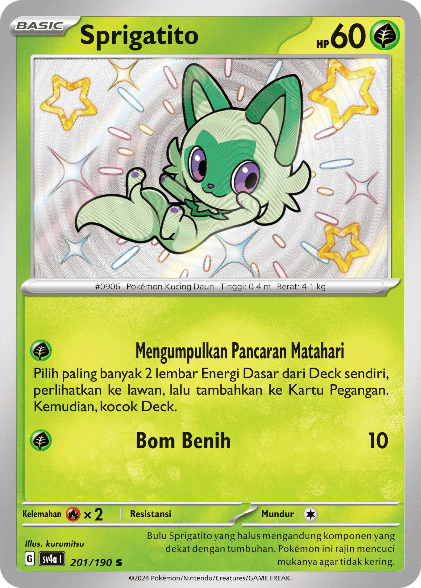 Sprigatito 201 — Harta Berkilau ex (Indonesian Pokémon TCG card)
