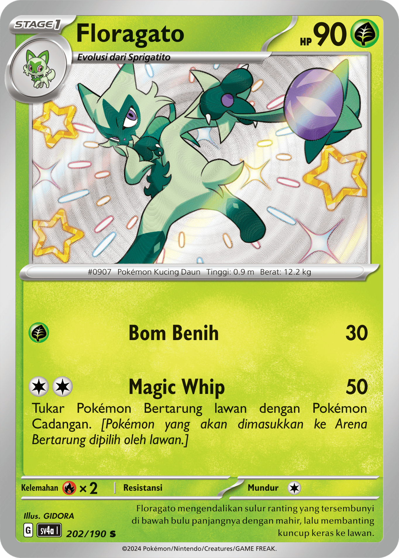 Floragato 202 — Harta Berkilau ex (Indonesian Pokémon TCG card)