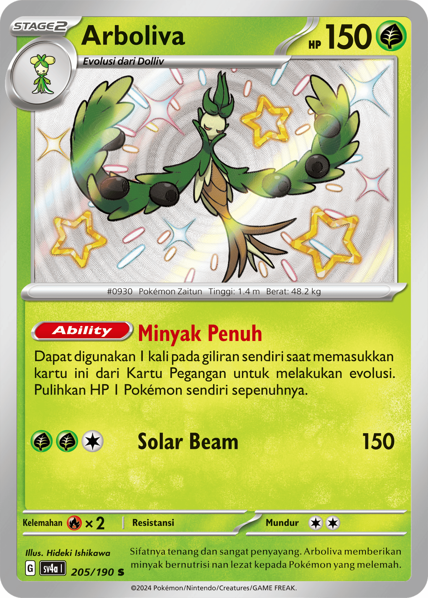 Arboliva 205 — Harta Berkilau ex (Indonesian Pokémon TCG card)
