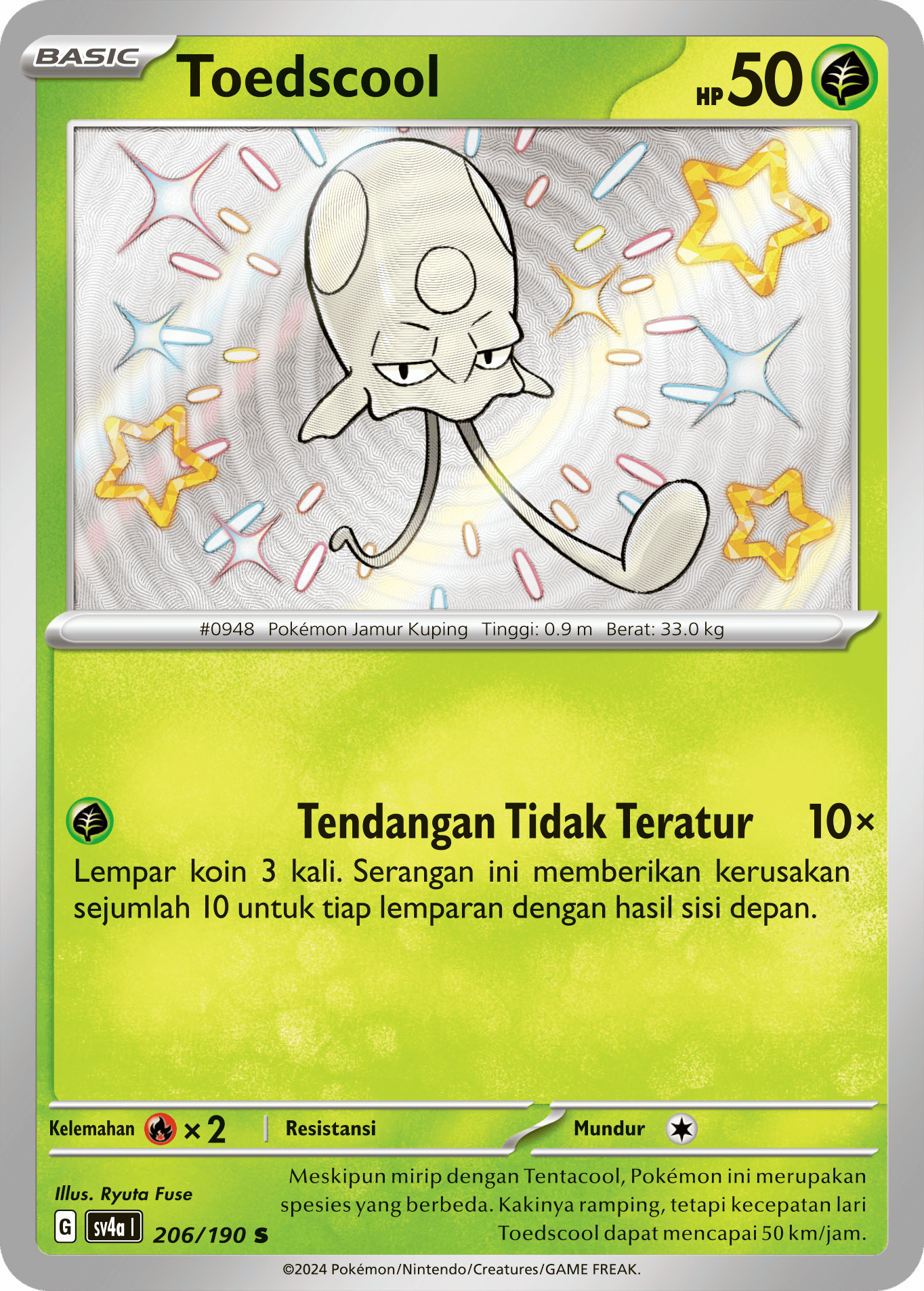 Toedscool 206 — Harta Berkilau ex (Indonesian Pokémon TCG card)