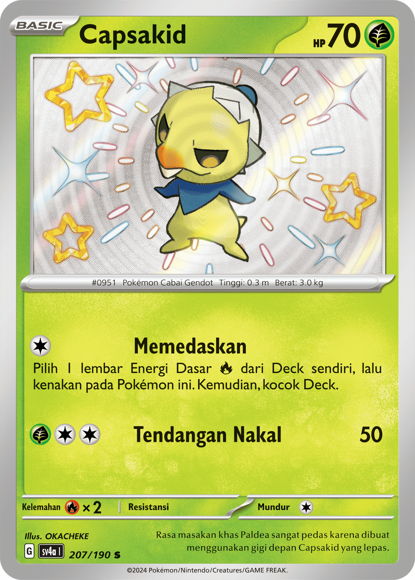 Capsakid 207 — Harta Berkilau ex (Indonesian Pokémon TCG card)