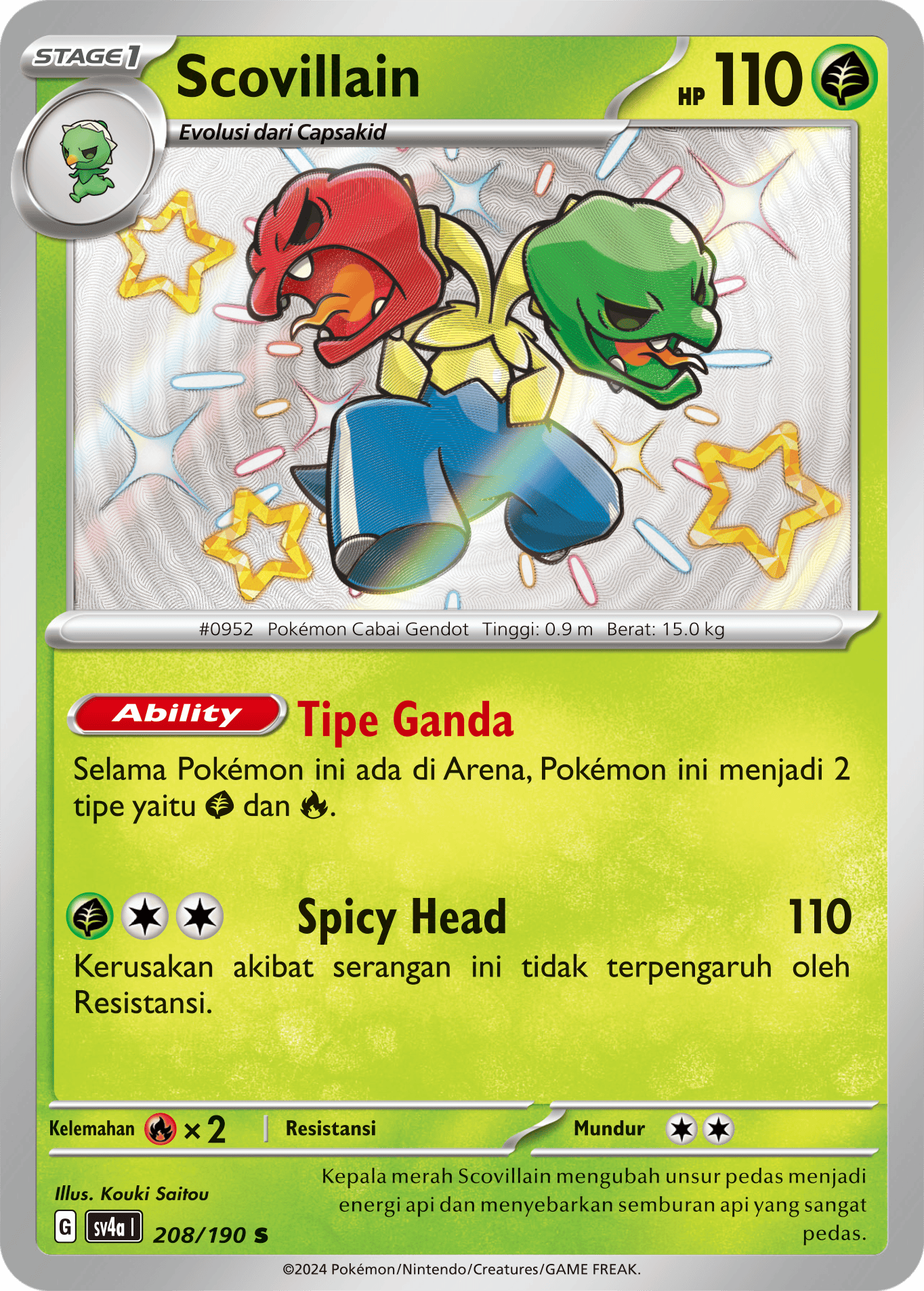 Scovillain 208 — Harta Berkilau ex (Indonesian Pokémon TCG card)