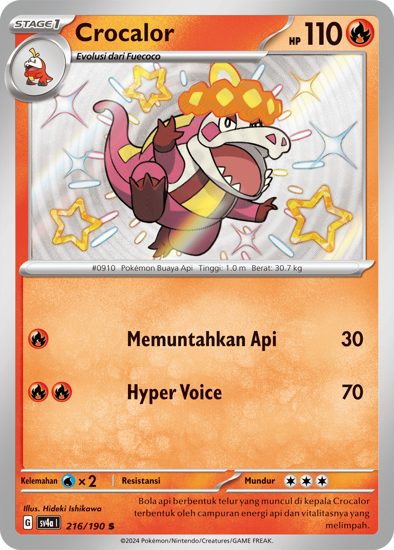 Crocalor 216 — Harta Berkilau ex (Indonesian Pokémon TCG card)