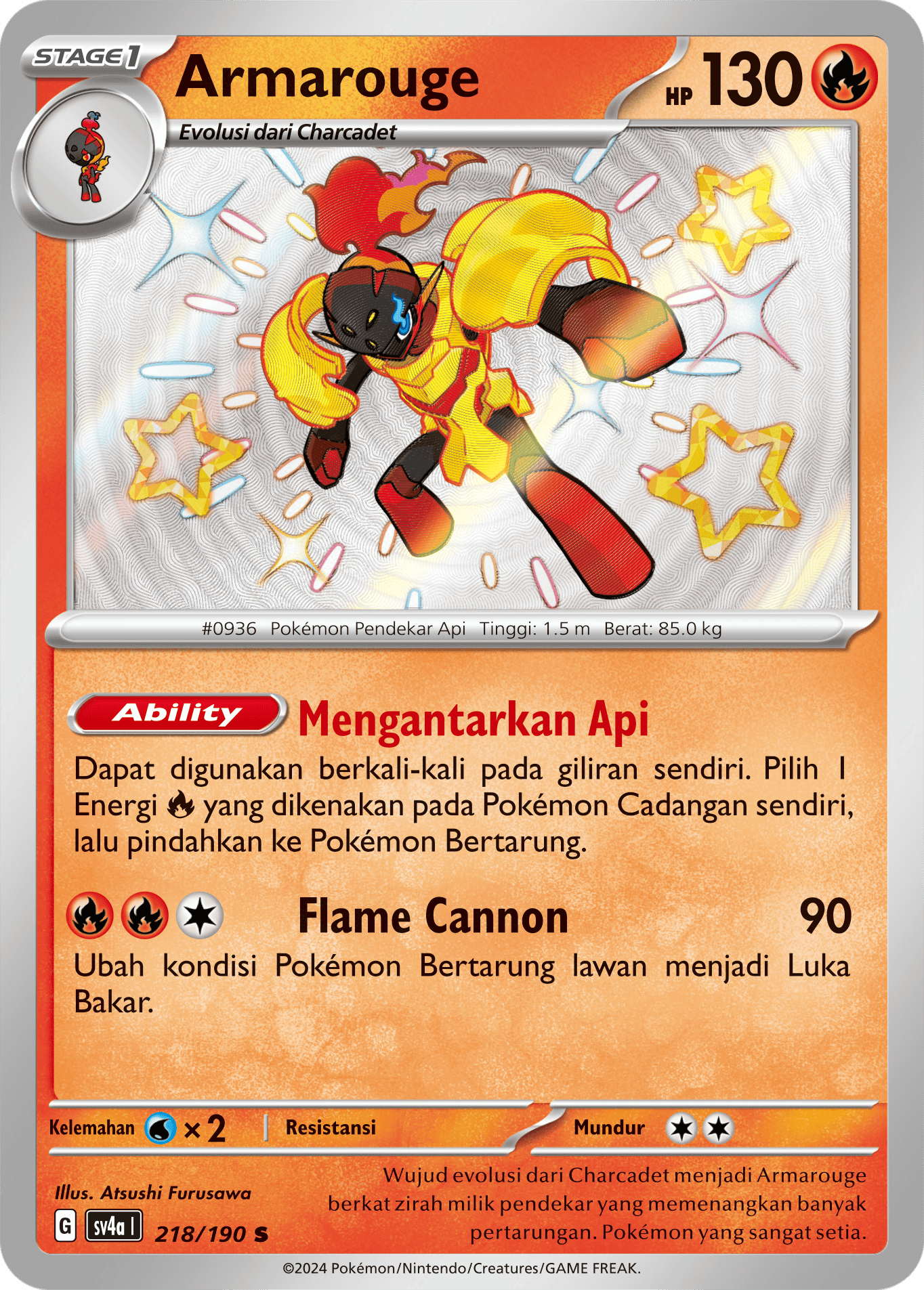 Armarouge 218 — Harta Berkilau ex (Indonesian Pokémon TCG card)