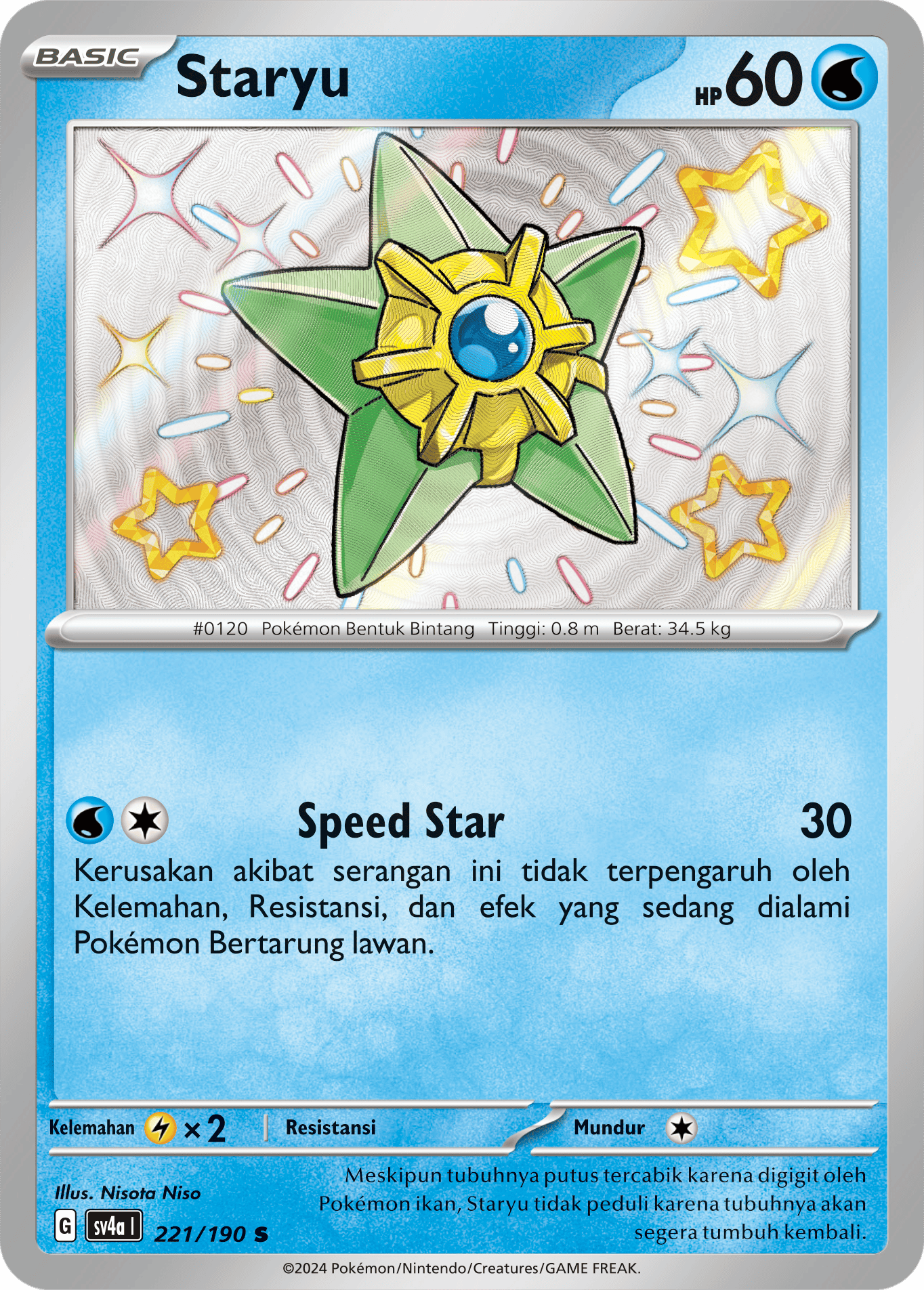 Staryu 221 — Harta Berkilau ex (Indonesian Pokémon TCG card)