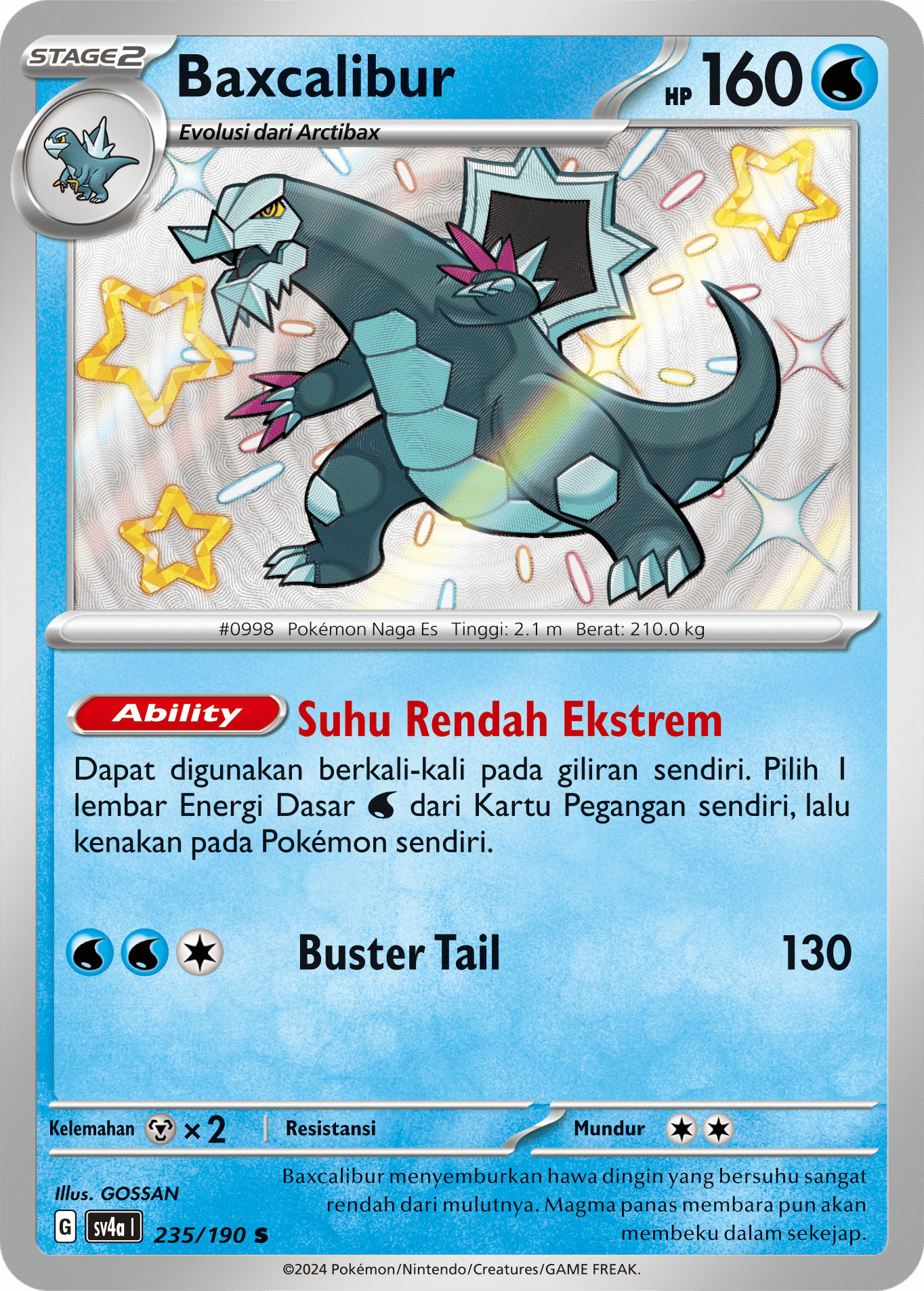 Baxcalibur 235 — Harta Berkilau ex (Indonesian Pokémon TCG card)