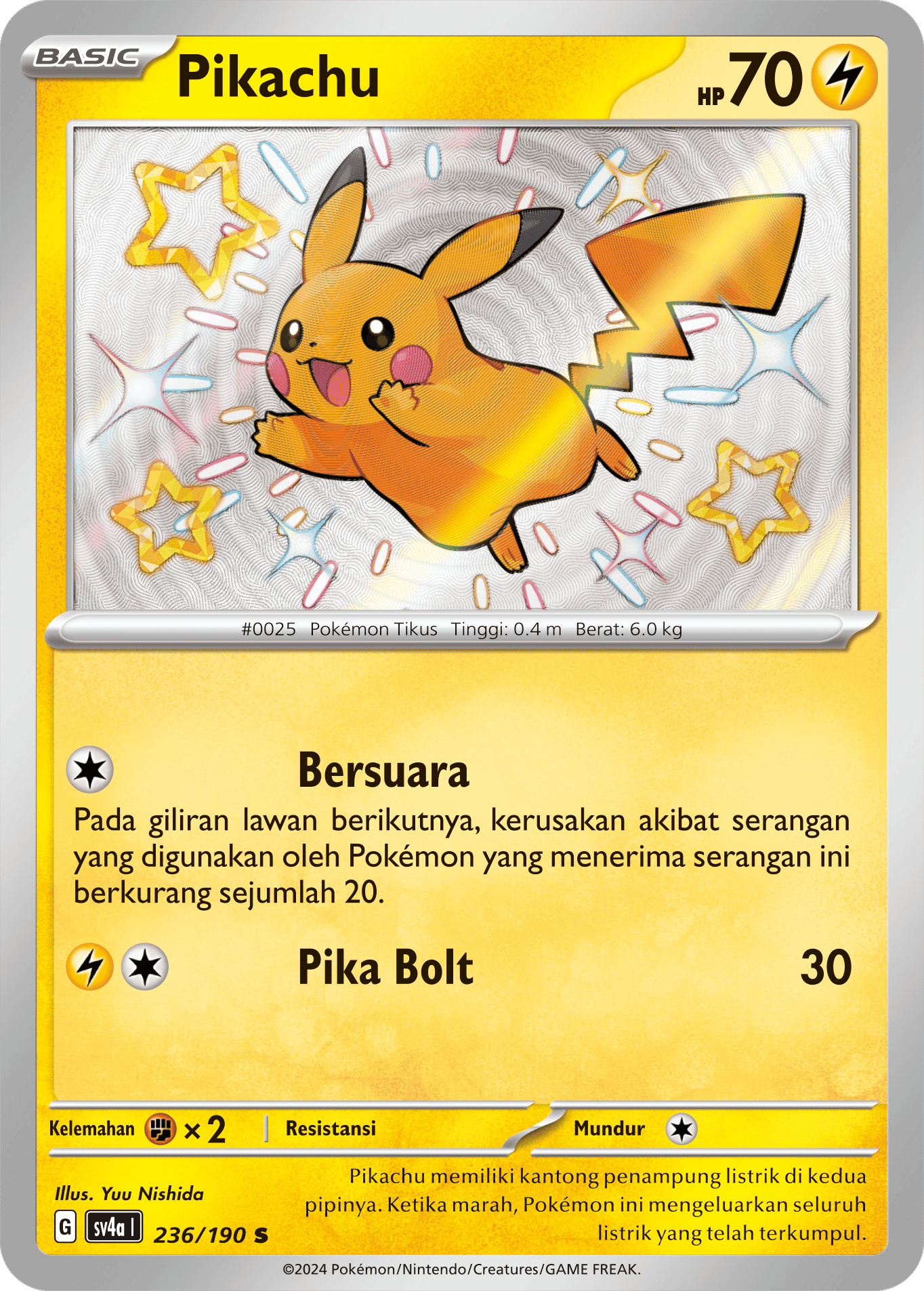 Pikachu 236 — Harta Berkilau ex (Indonesian Pokémon TCG card)