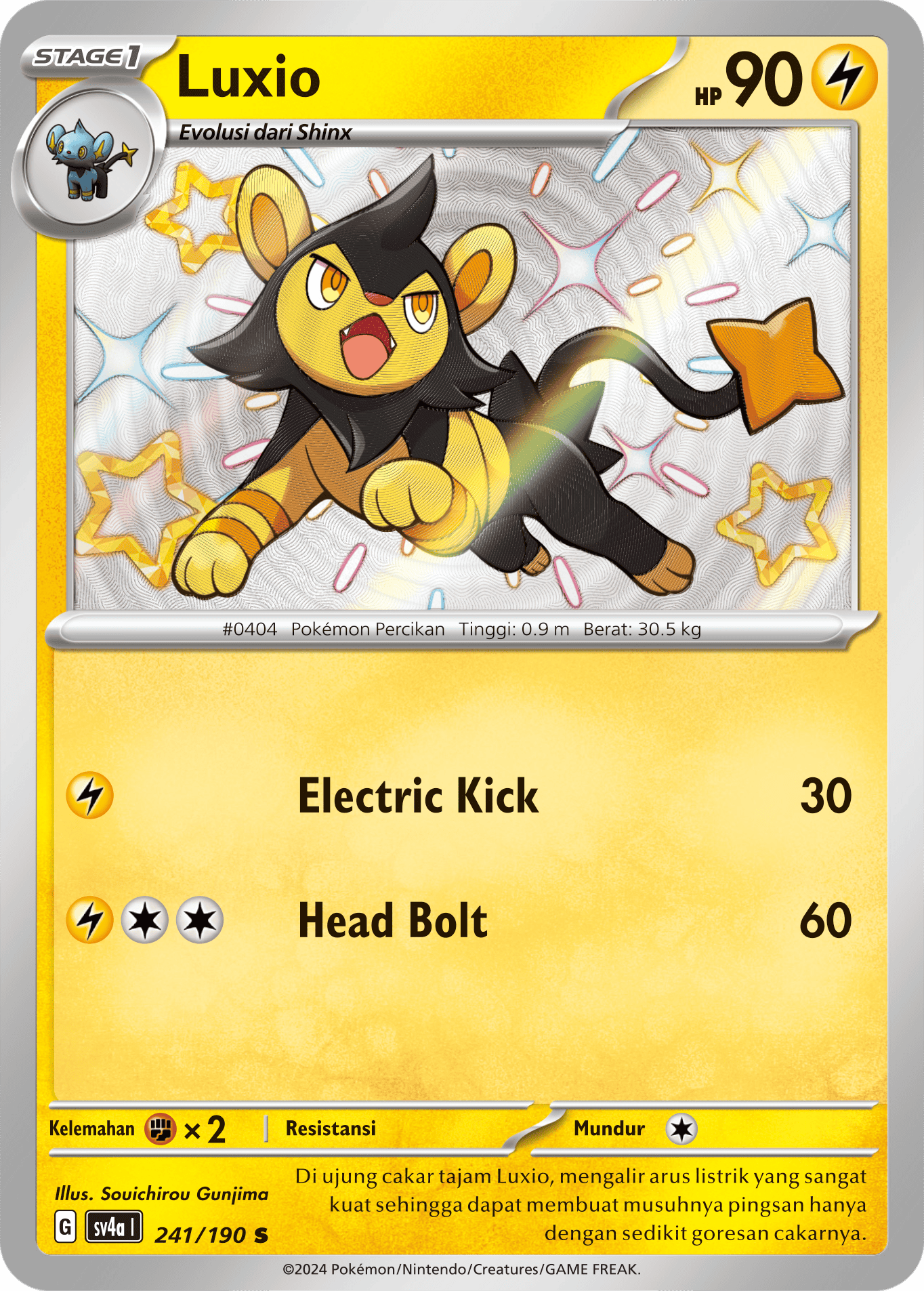 Luxio 241 — Harta Berkilau ex (Indonesian Pokémon TCG card)