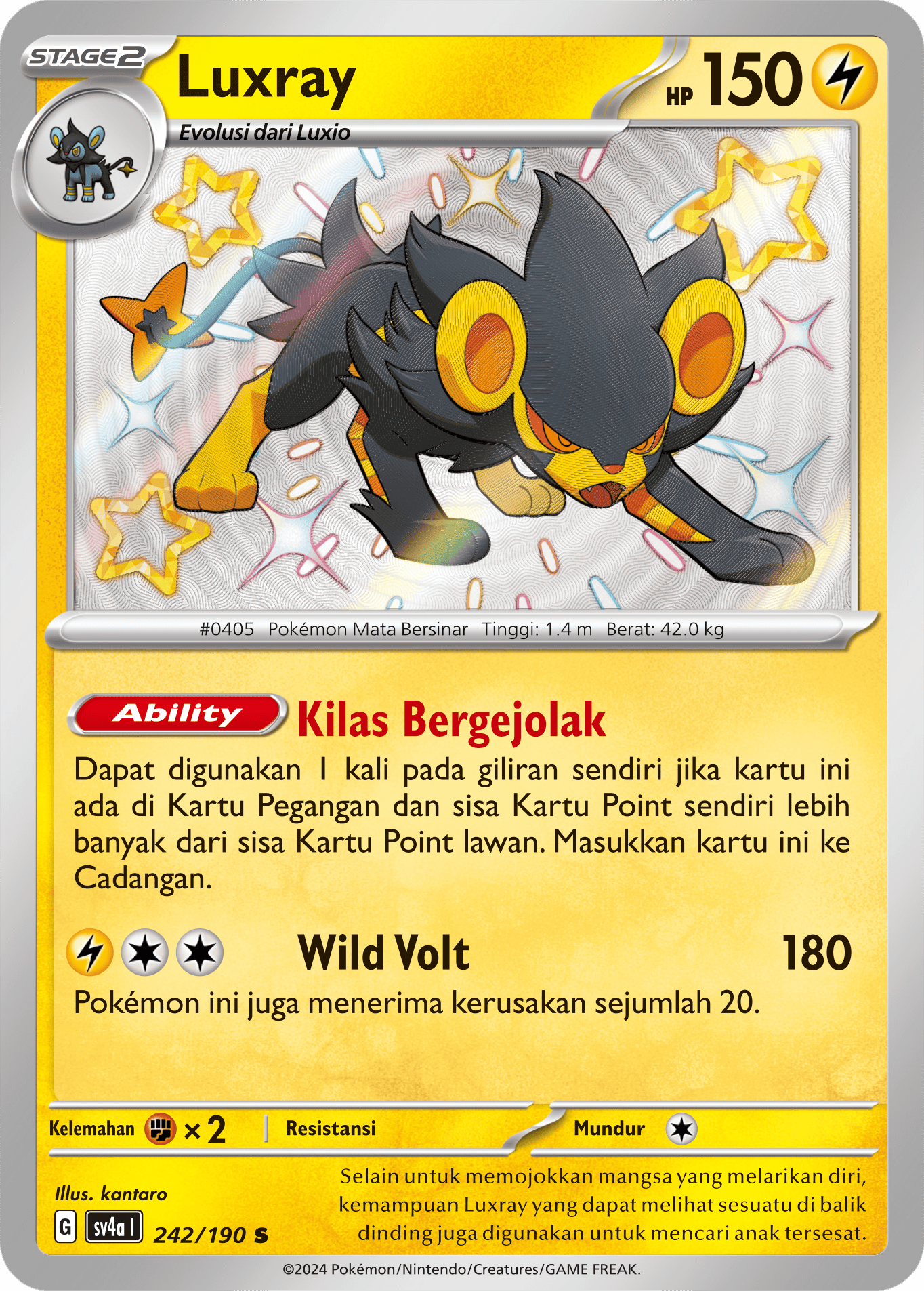 Luxray 242 — Harta Berkilau ex (Indonesian Pokémon TCG card)