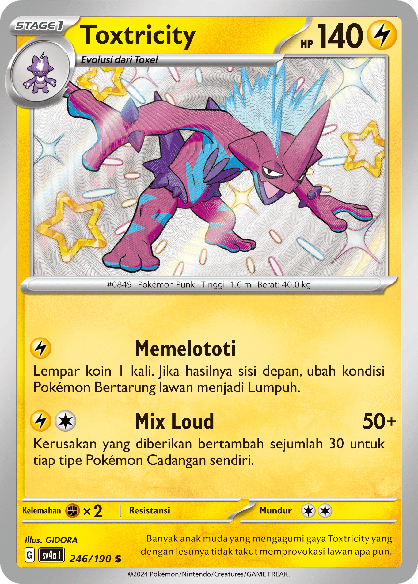 Toxtricity 246 — Harta Berkilau ex (Indonesian Pokémon TCG card)