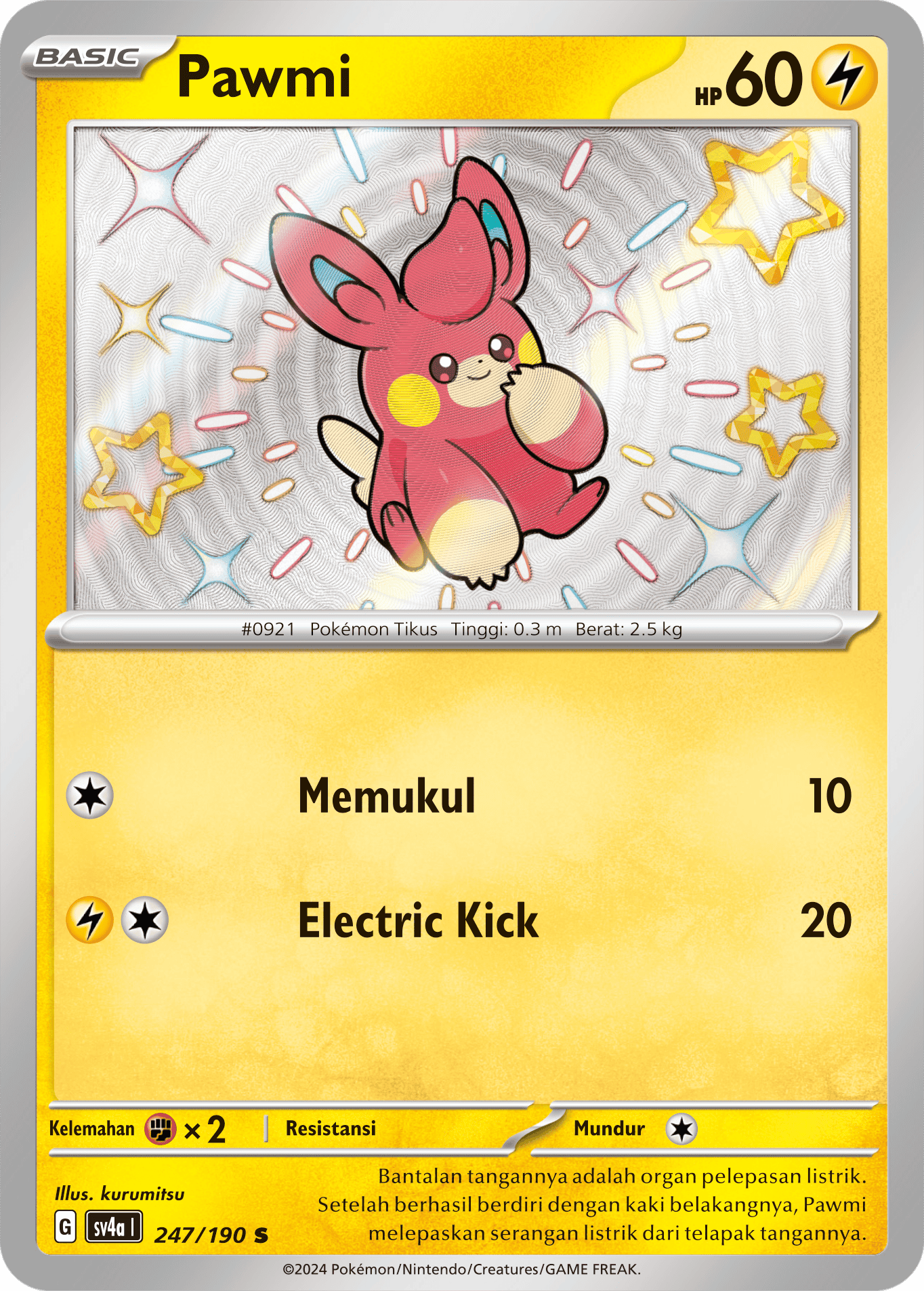 Pawmi 247 — Harta Berkilau ex (Indonesian Pokémon TCG card)
