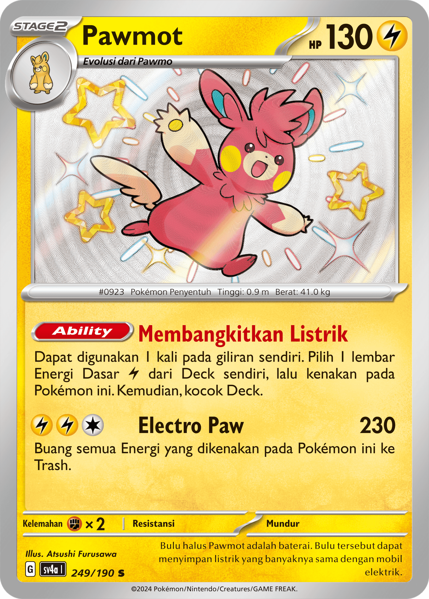 Pawmot 249 — Harta Berkilau ex (Indonesian Pokémon TCG card)
