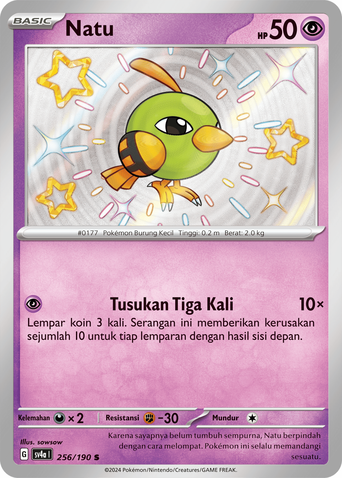 Natu 256 — Harta Berkilau ex (Indonesian Pokémon TCG card)