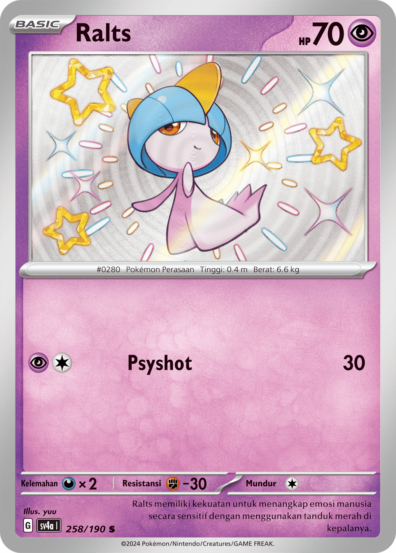 Ralts 258 — Harta Berkilau ex (Indonesian Pokémon TCG card)