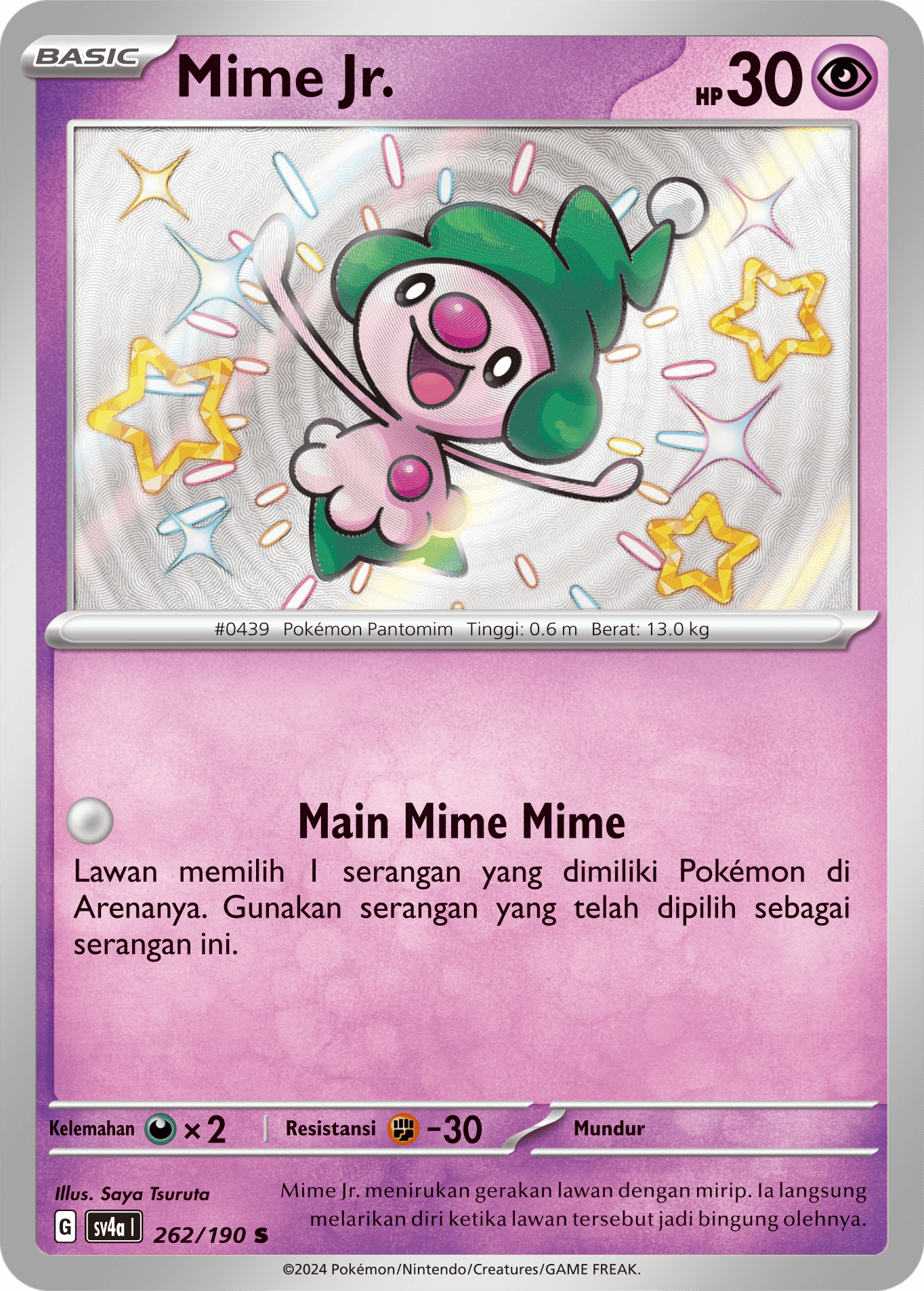 Mime Jr. 262 — Harta Berkilau ex (Indonesian Pokémon TCG card)