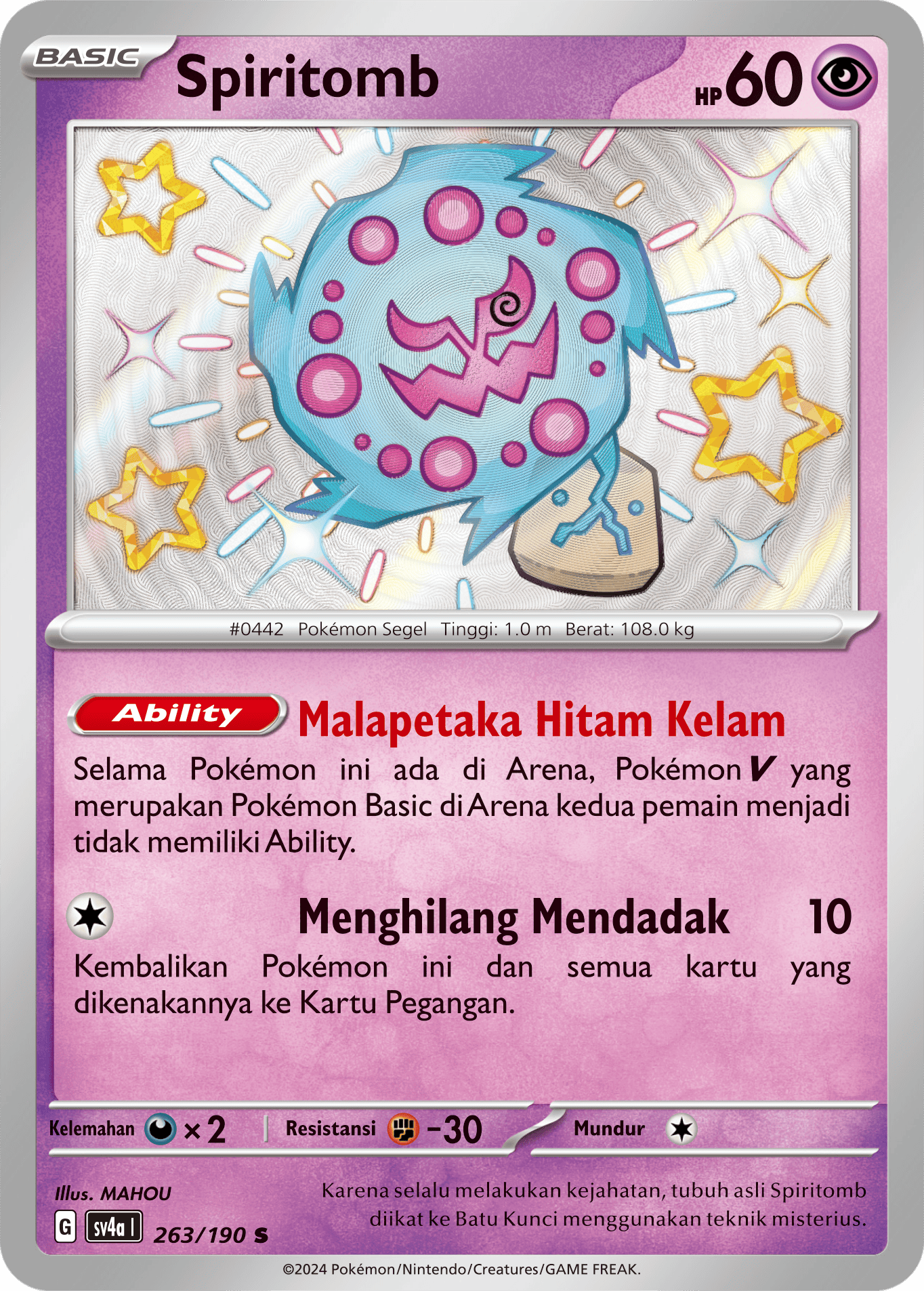 Spiritomb 263 — Harta Berkilau ex (Indonesian Pokémon TCG card)