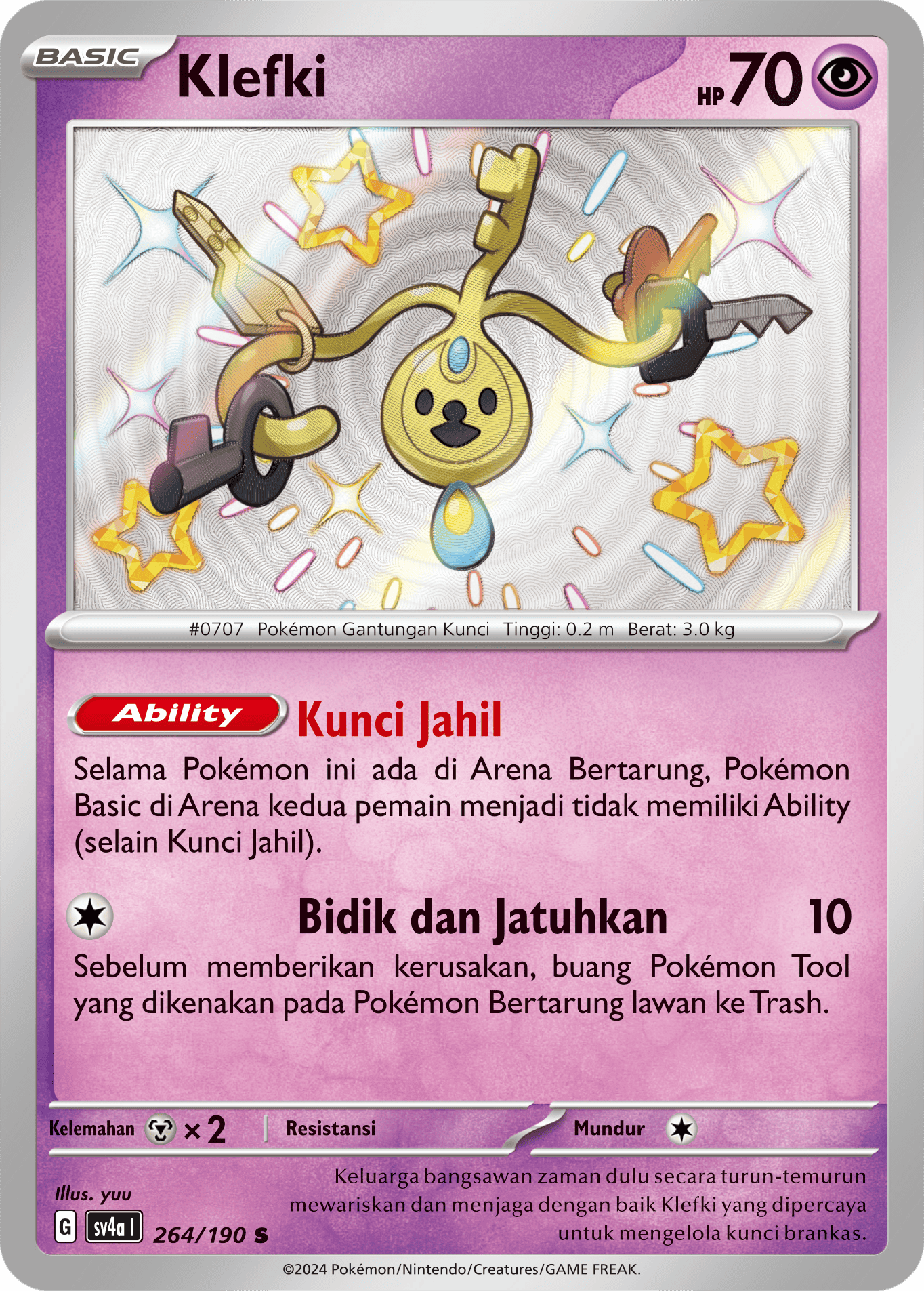 Klefki 264 — Harta Berkilau ex (Indonesian Pokémon TCG card)
