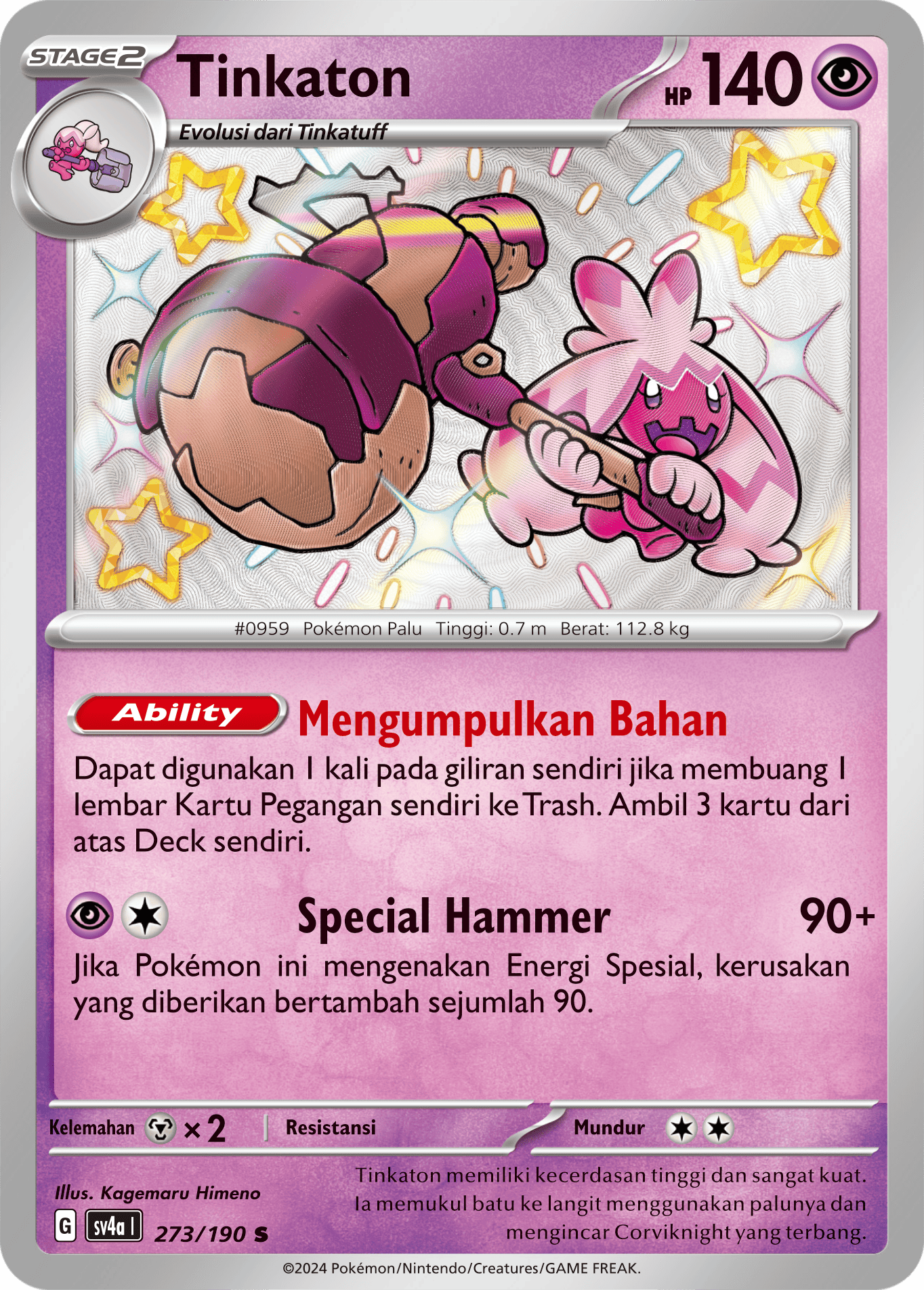Tinkaton 273 — Harta Berkilau ex (Indonesian Pokémon TCG card)