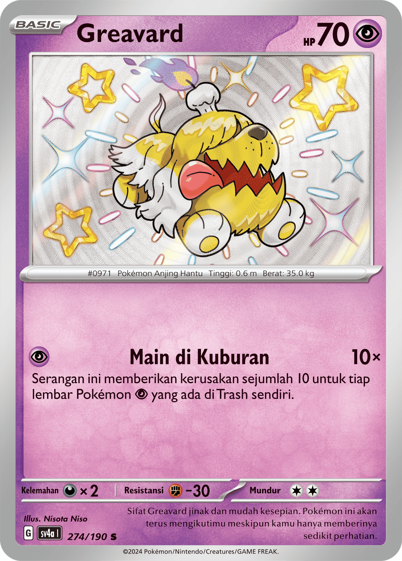 Greavard 274 — Harta Berkilau ex (Indonesian Pokémon TCG card)