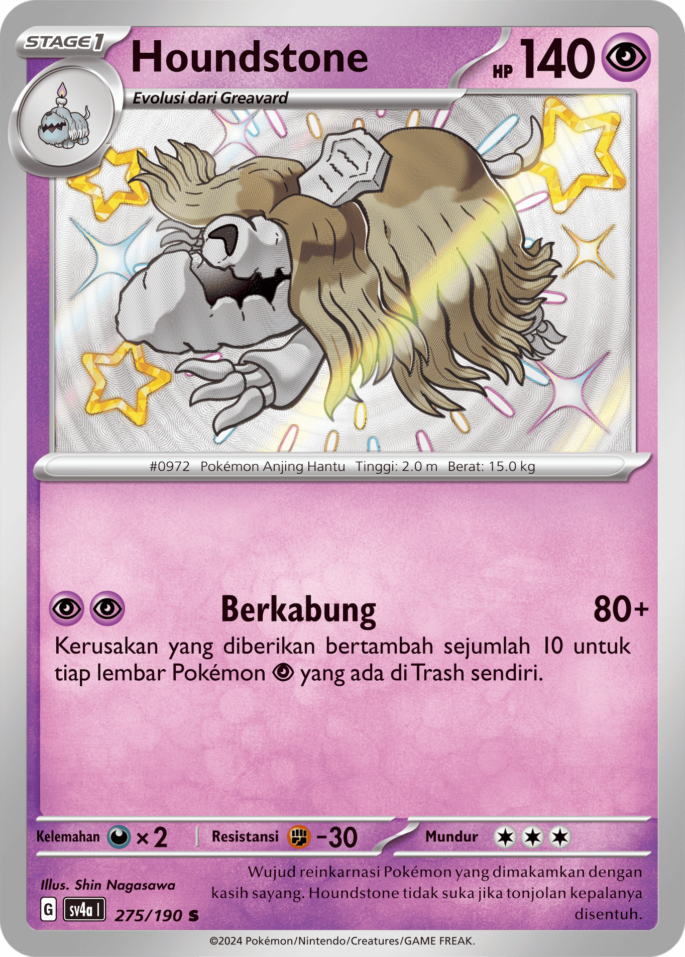 Houndstone 275 — Harta Berkilau ex (Indonesian Pokémon TCG card)