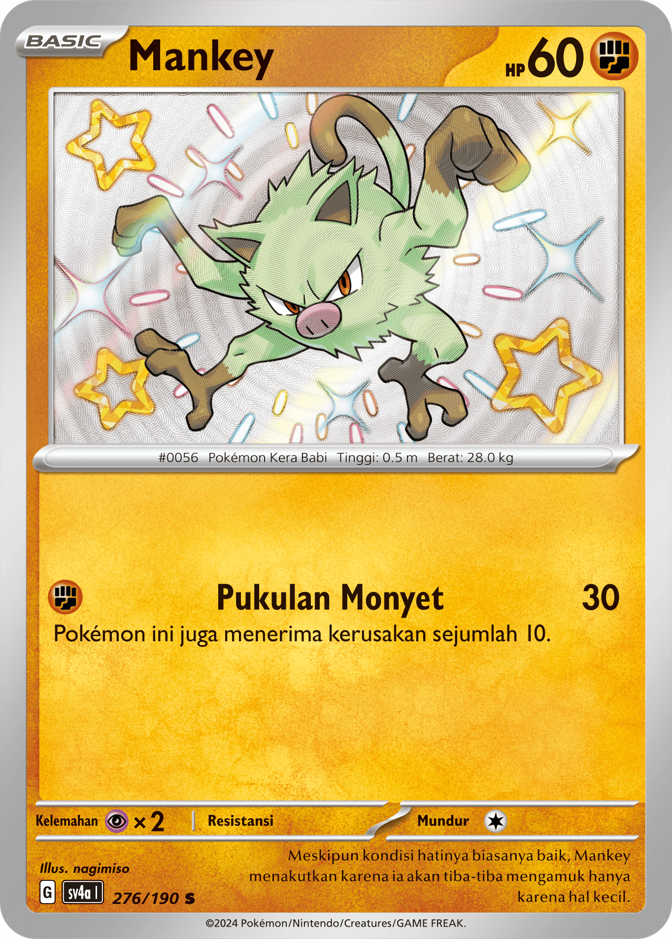 Mankey 276 — Harta Berkilau ex (Indonesian Pokémon TCG card)