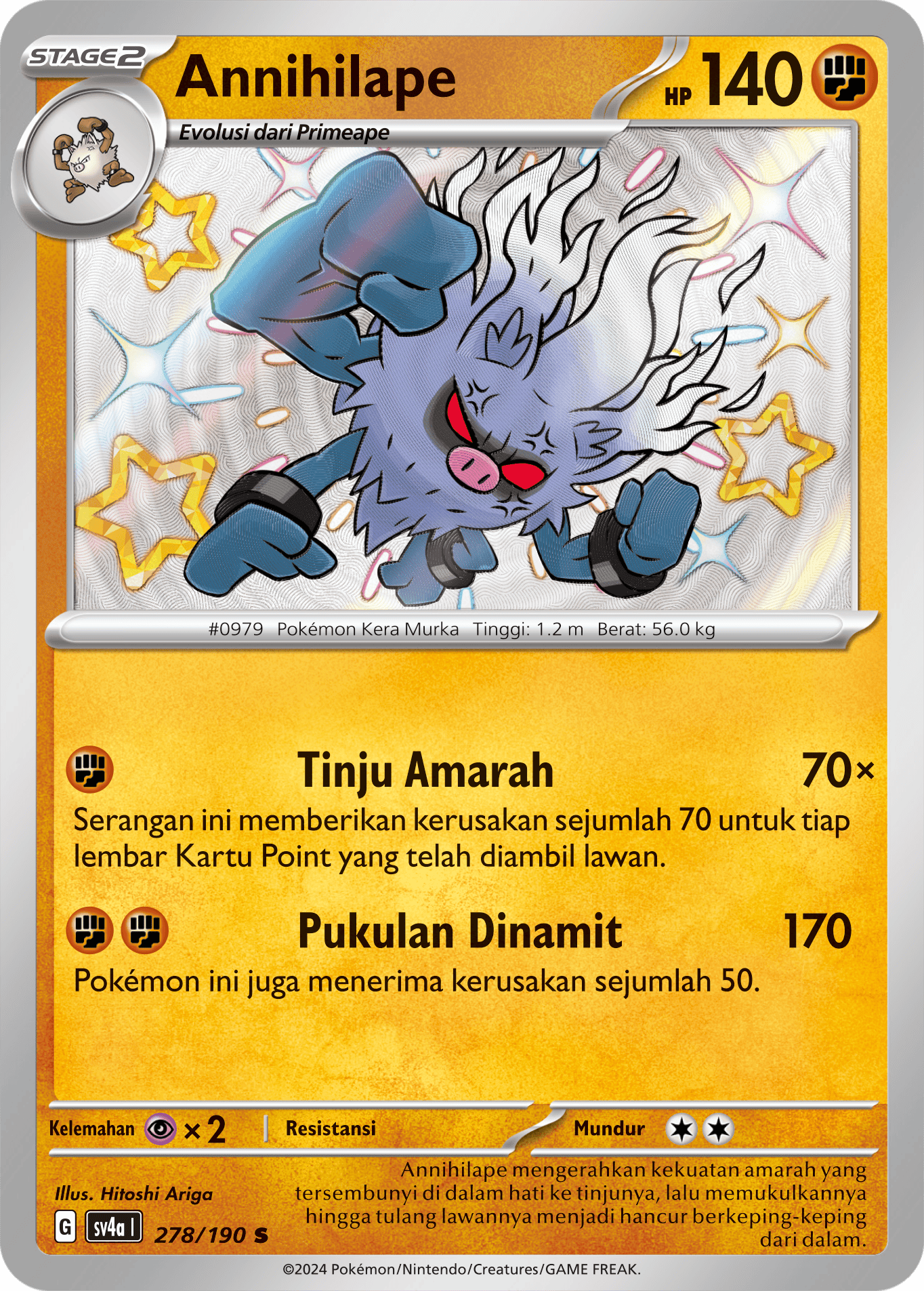 Annihilape 278 — Harta Berkilau ex (Indonesian Pokémon TCG card)