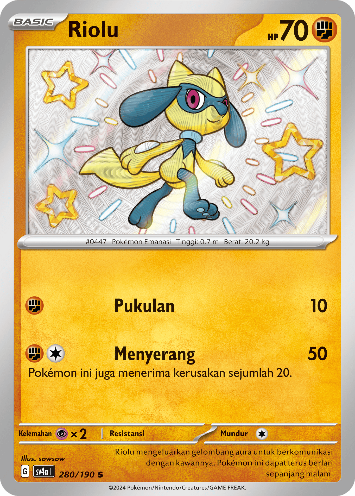 Riolu 280 — Harta Berkilau ex (Indonesian Pokémon TCG card)