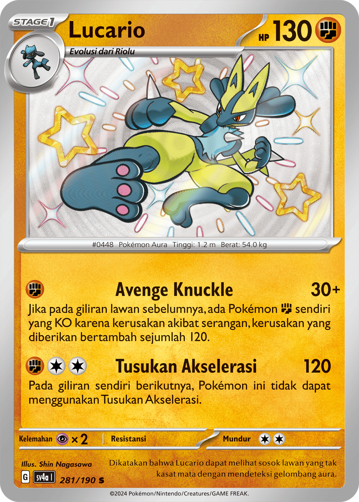 Lucario 281 — Harta Berkilau ex (Indonesian Pokémon TCG card)