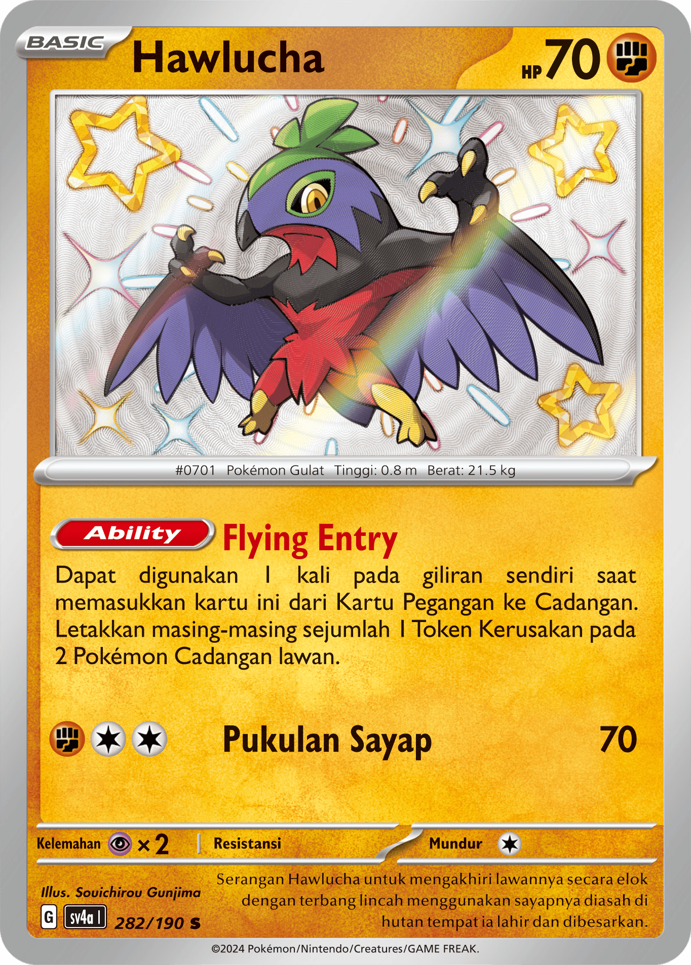Hawlucha 282 — Harta Berkilau ex (Indonesian Pokémon TCG card)