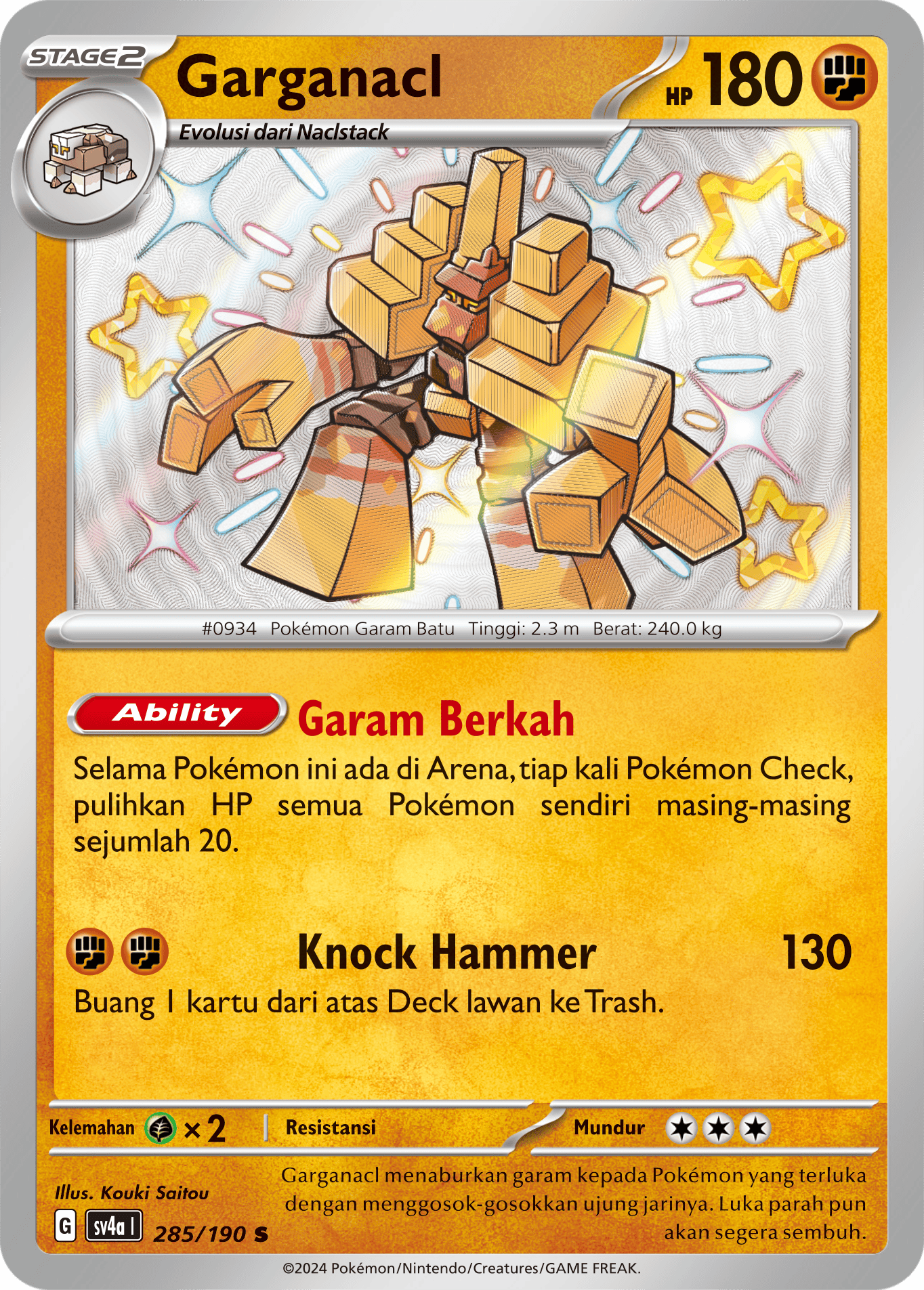 Garganacl 285 — Harta Berkilau ex (Indonesian Pokémon TCG card)