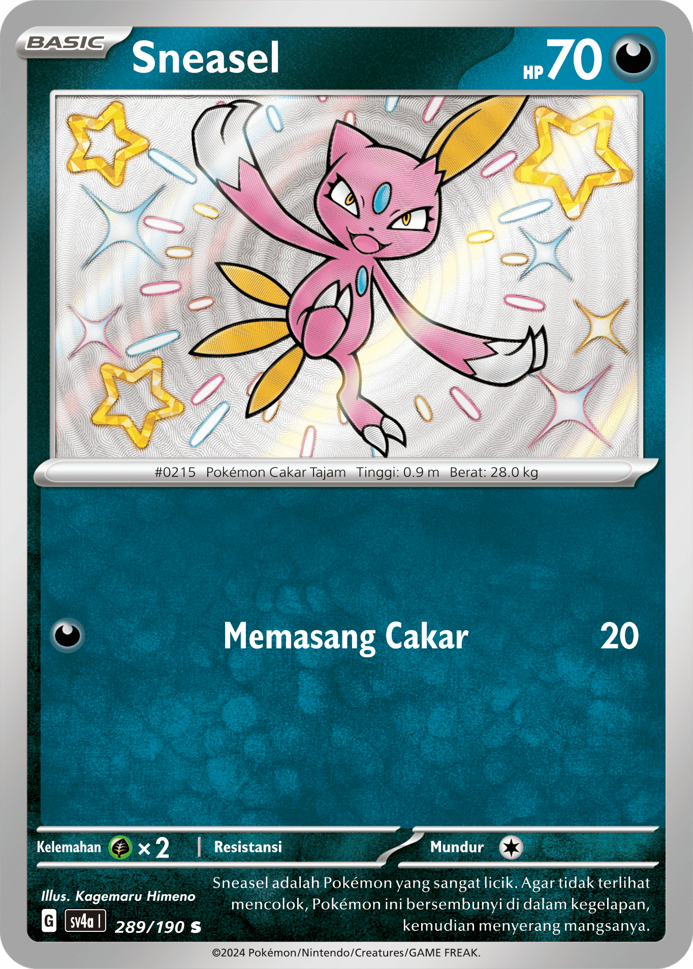 Sneasel 289 — Harta Berkilau ex (Indonesian Pokémon TCG card)