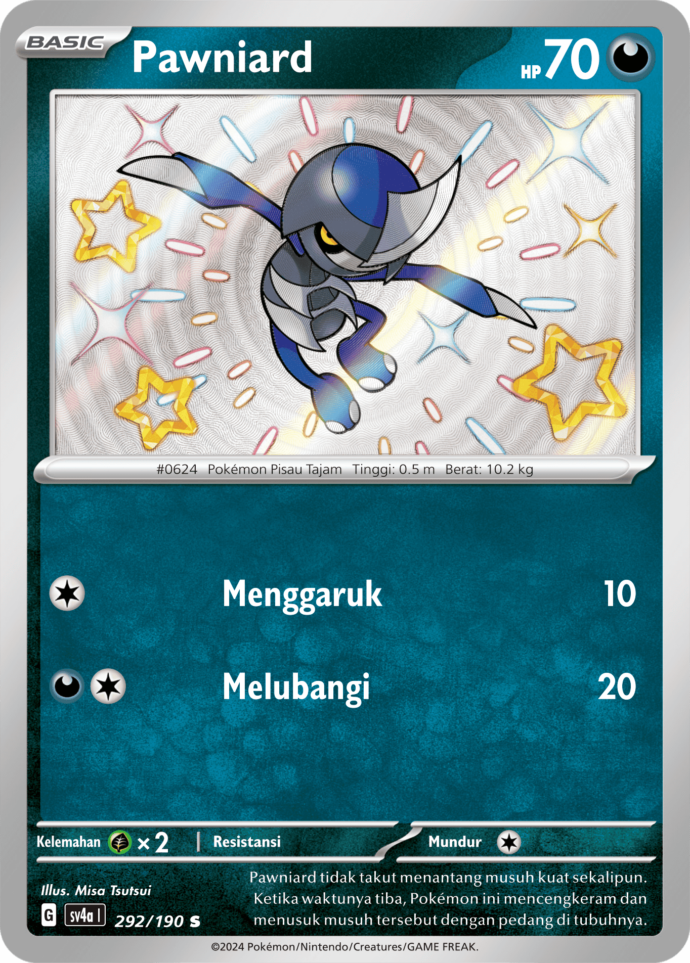 Pawniard 292 — Harta Berkilau ex (Indonesian Pokémon TCG card)