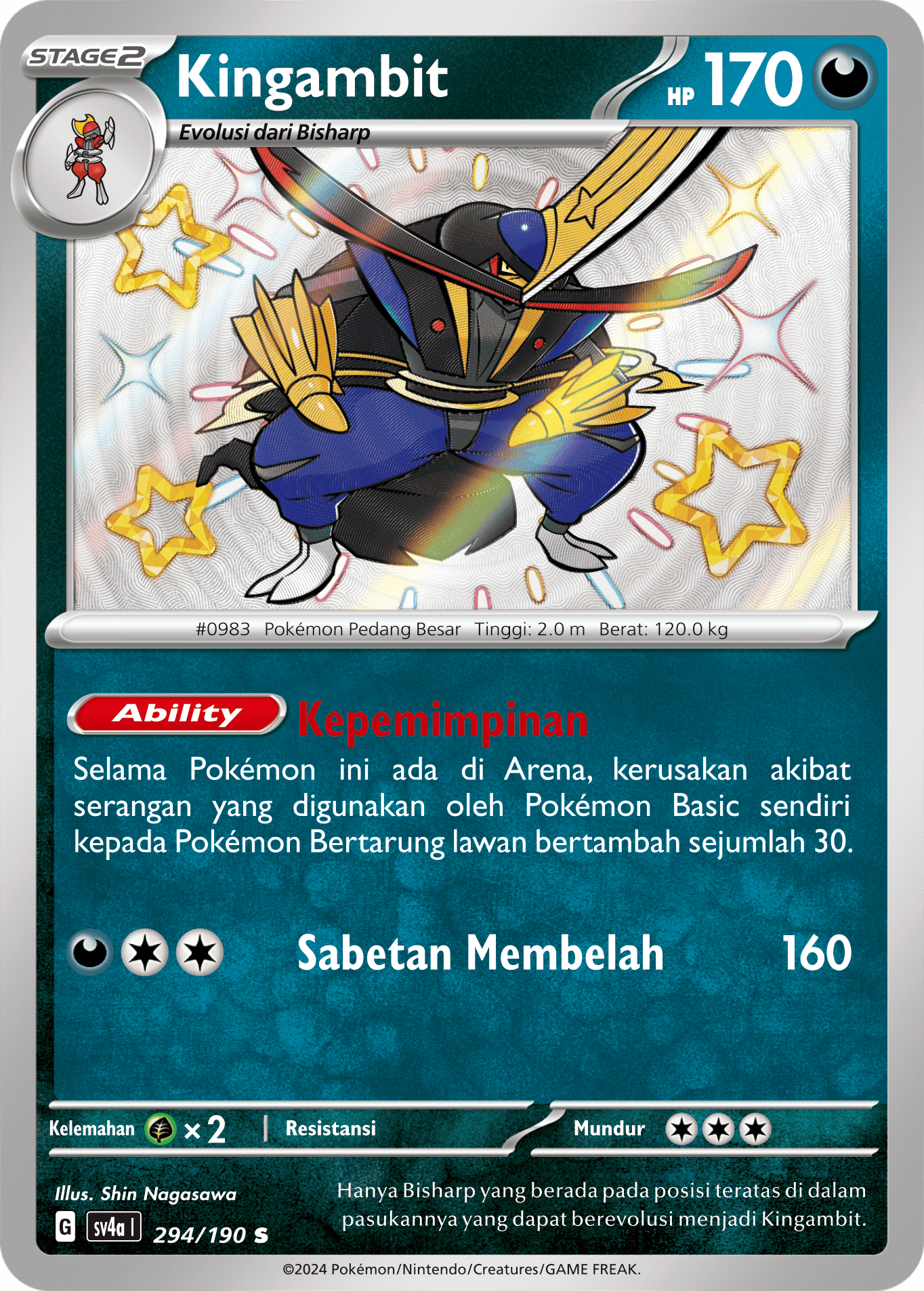 Kingambit 294 — Harta Berkilau ex (Indonesian Pokémon TCG card)