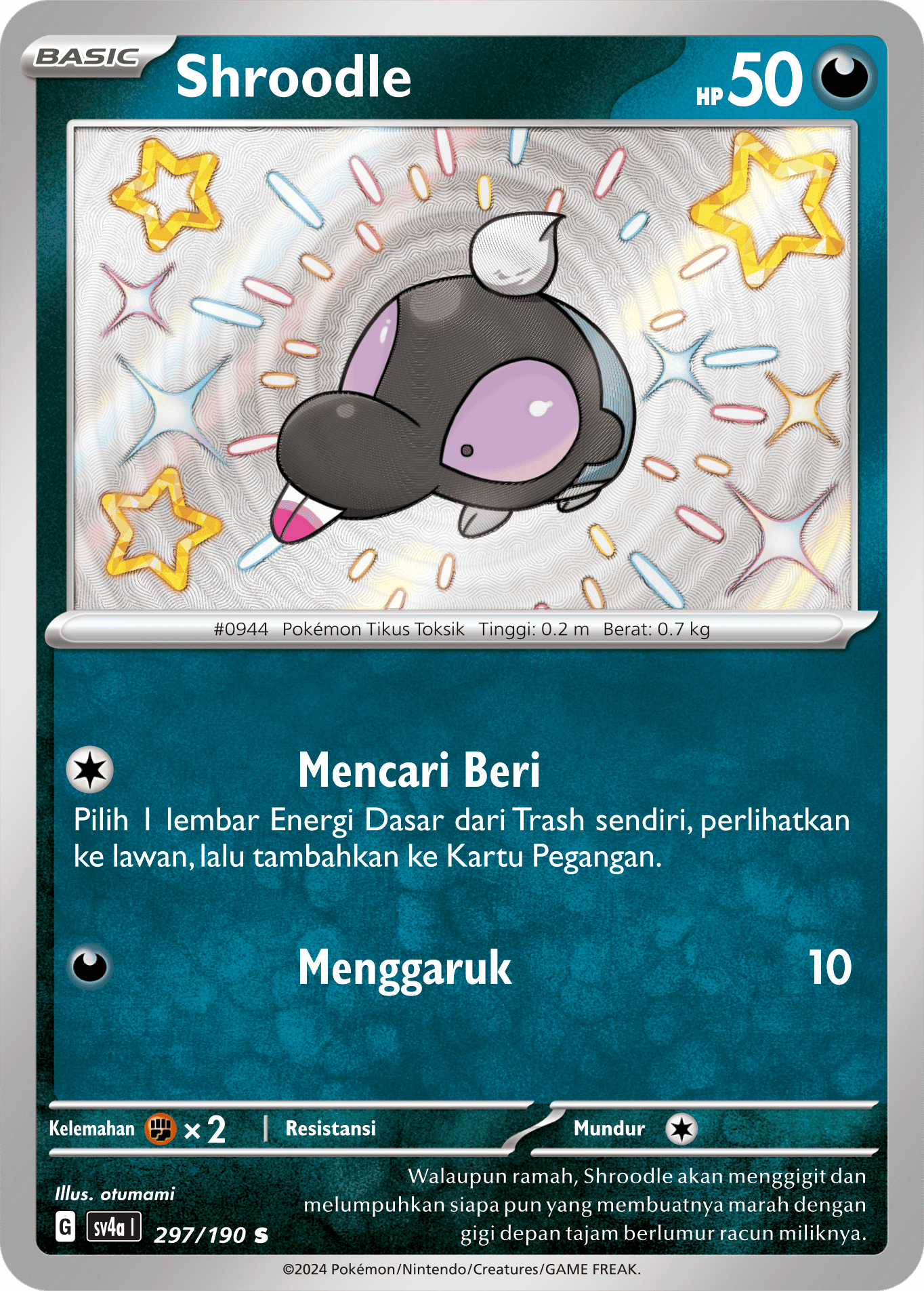 Shroodle 297 — Harta Berkilau ex (Indonesian Pokémon TCG card)