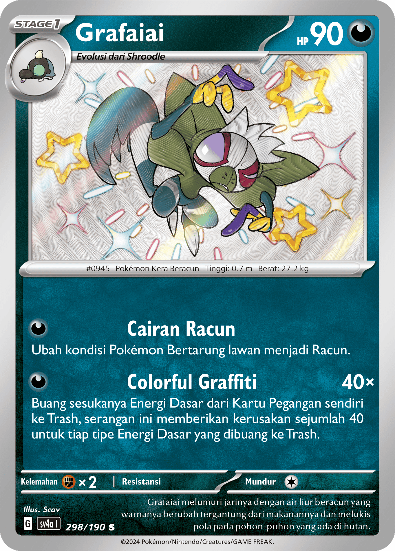 Grafaiai 298 — Harta Berkilau ex (Indonesian Pokémon TCG card)