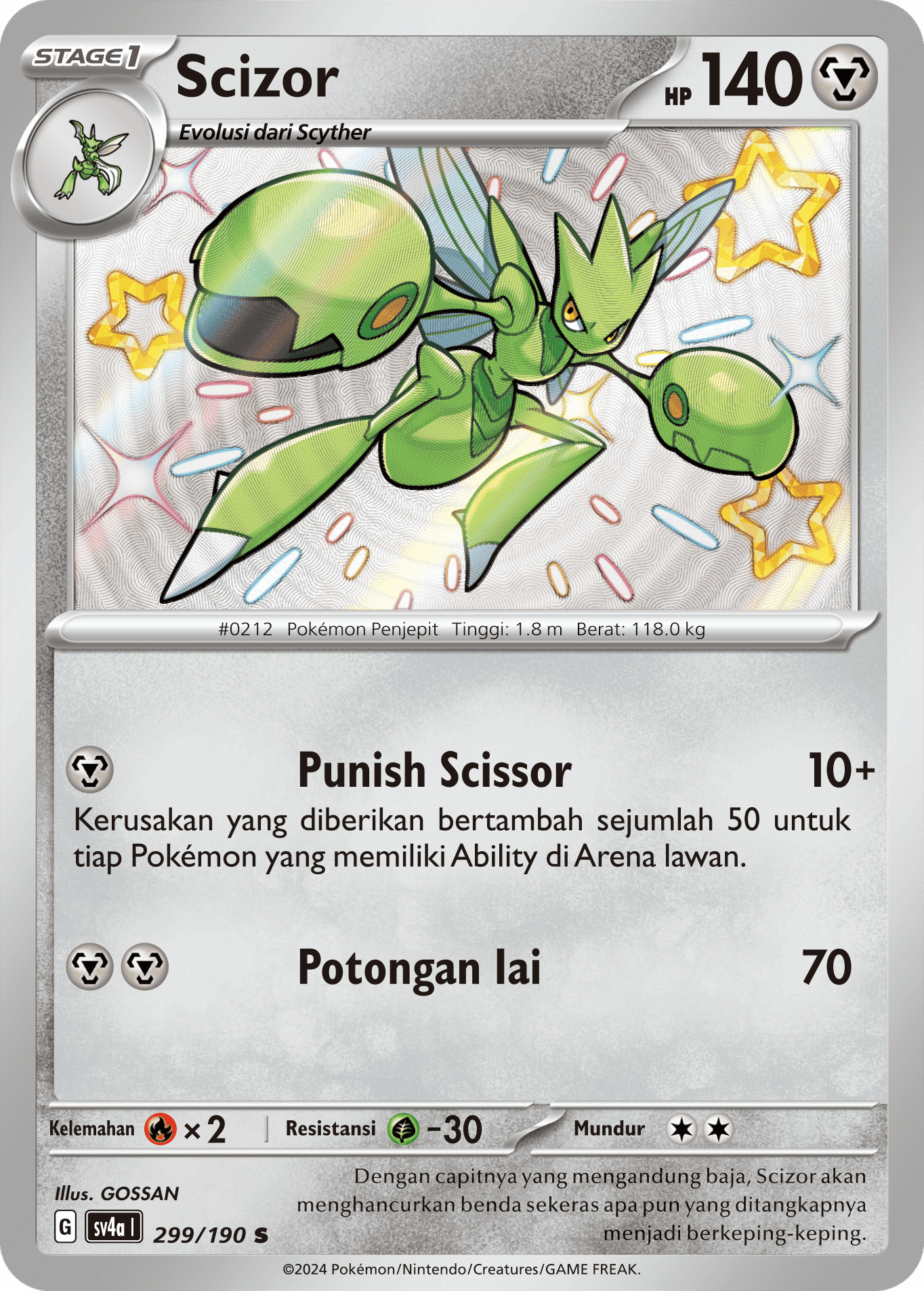 Scizor 299 — Harta Berkilau ex (Indonesian Pokémon TCG card)