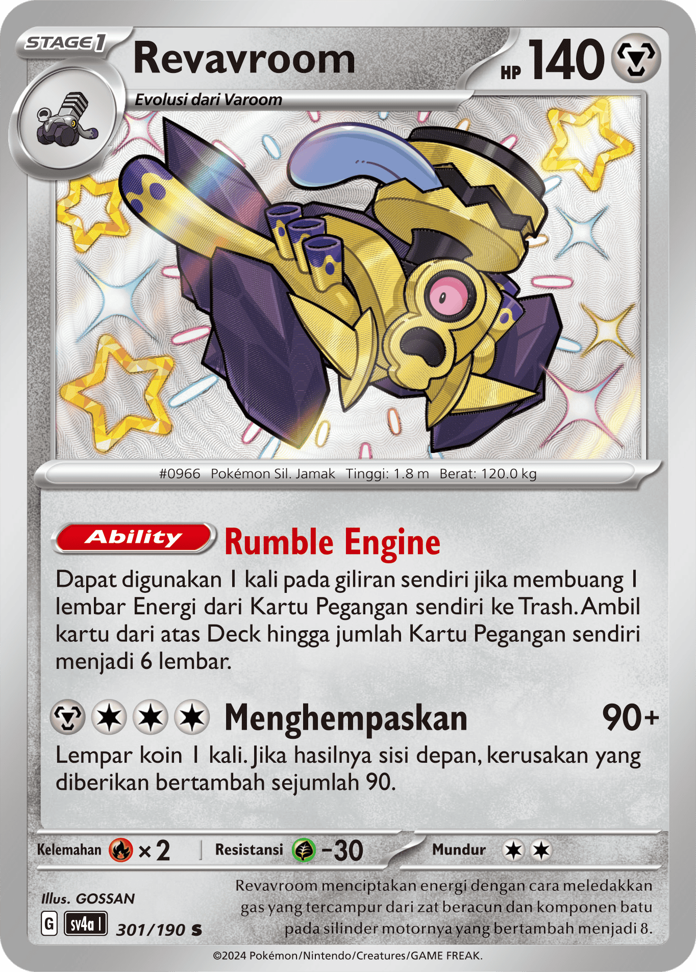 Revavroom 301 — Harta Berkilau ex (Indonesian Pokémon TCG card)