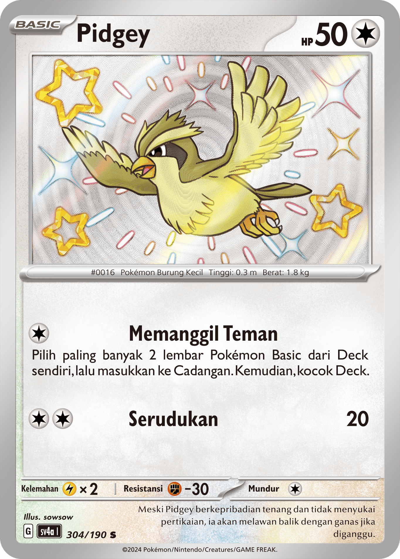 Pidgey 304 — Harta Berkilau ex (Indonesian Pokémon TCG card)