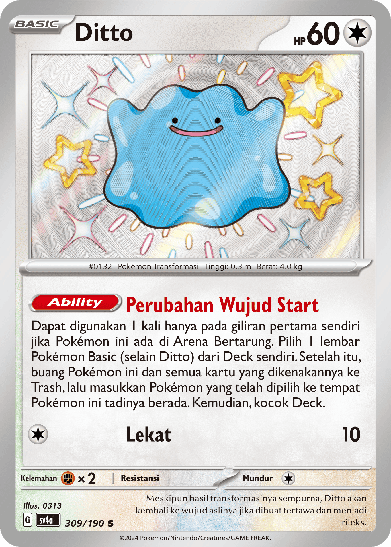 Ditto 309 — Harta Berkilau ex (Indonesian Pokémon TCG card)
