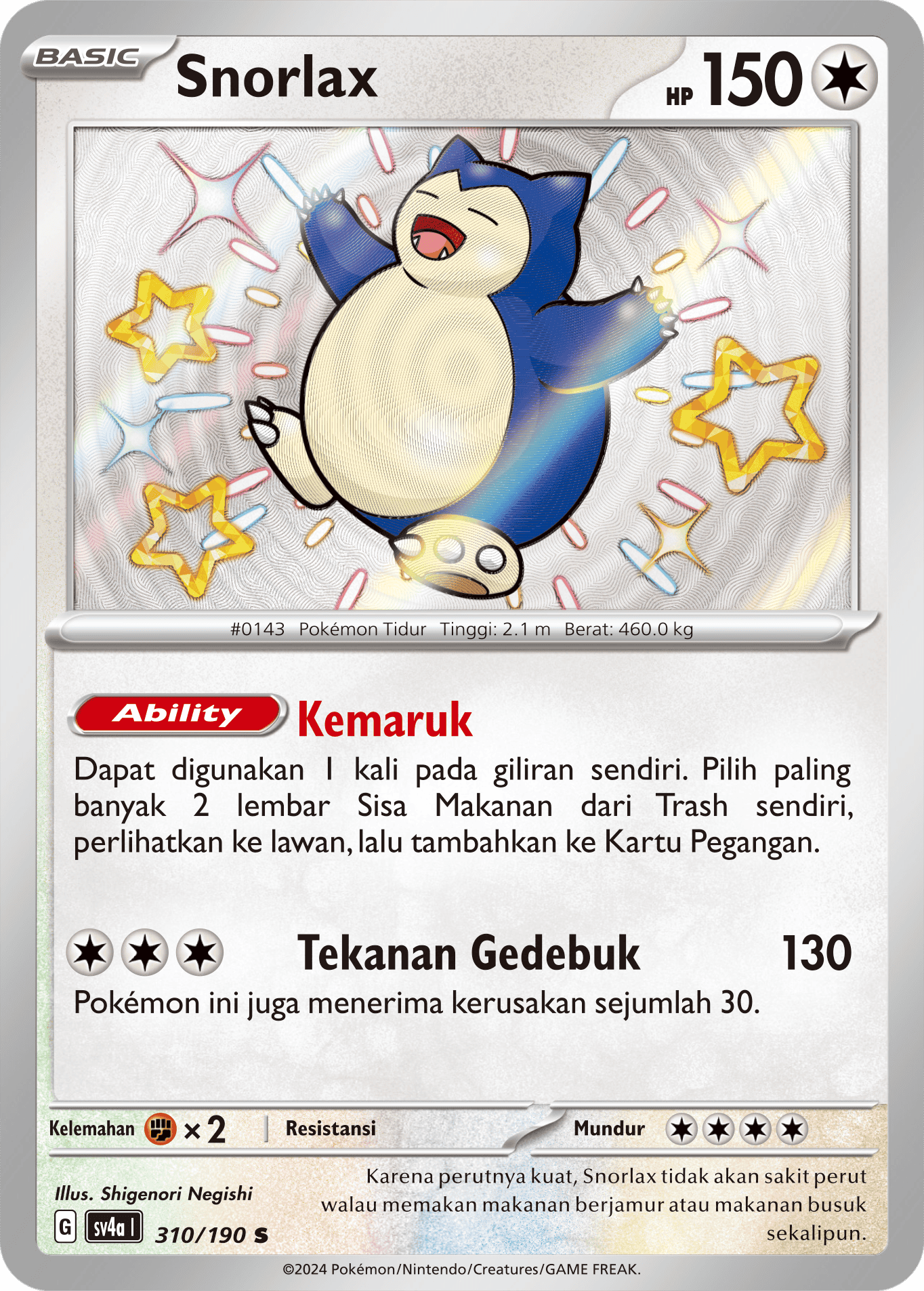 Snorlax 310 — Harta Berkilau ex (Indonesian Pokémon TCG card)