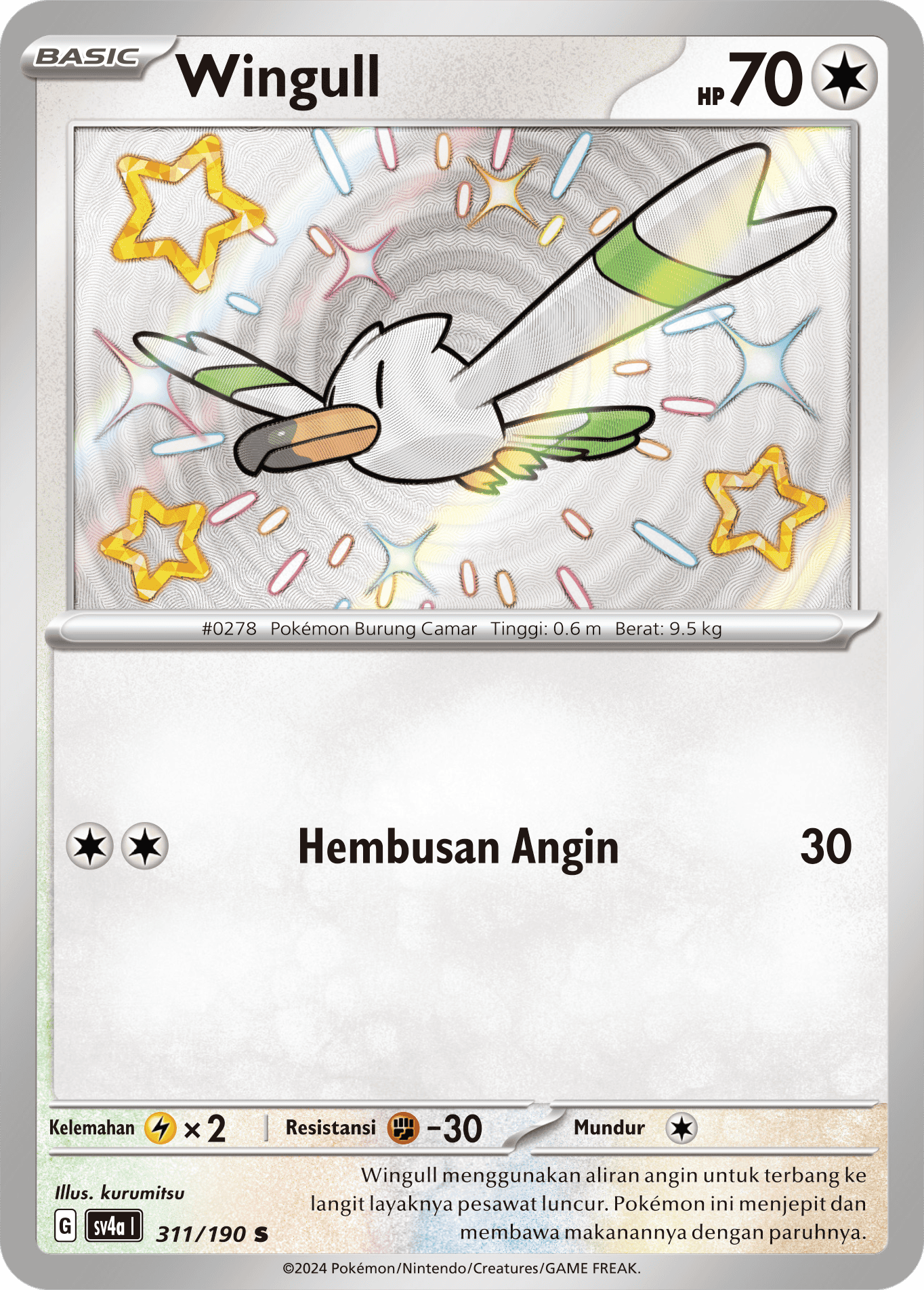 Wingull 311 — Harta Berkilau ex (Indonesian Pokémon TCG card)