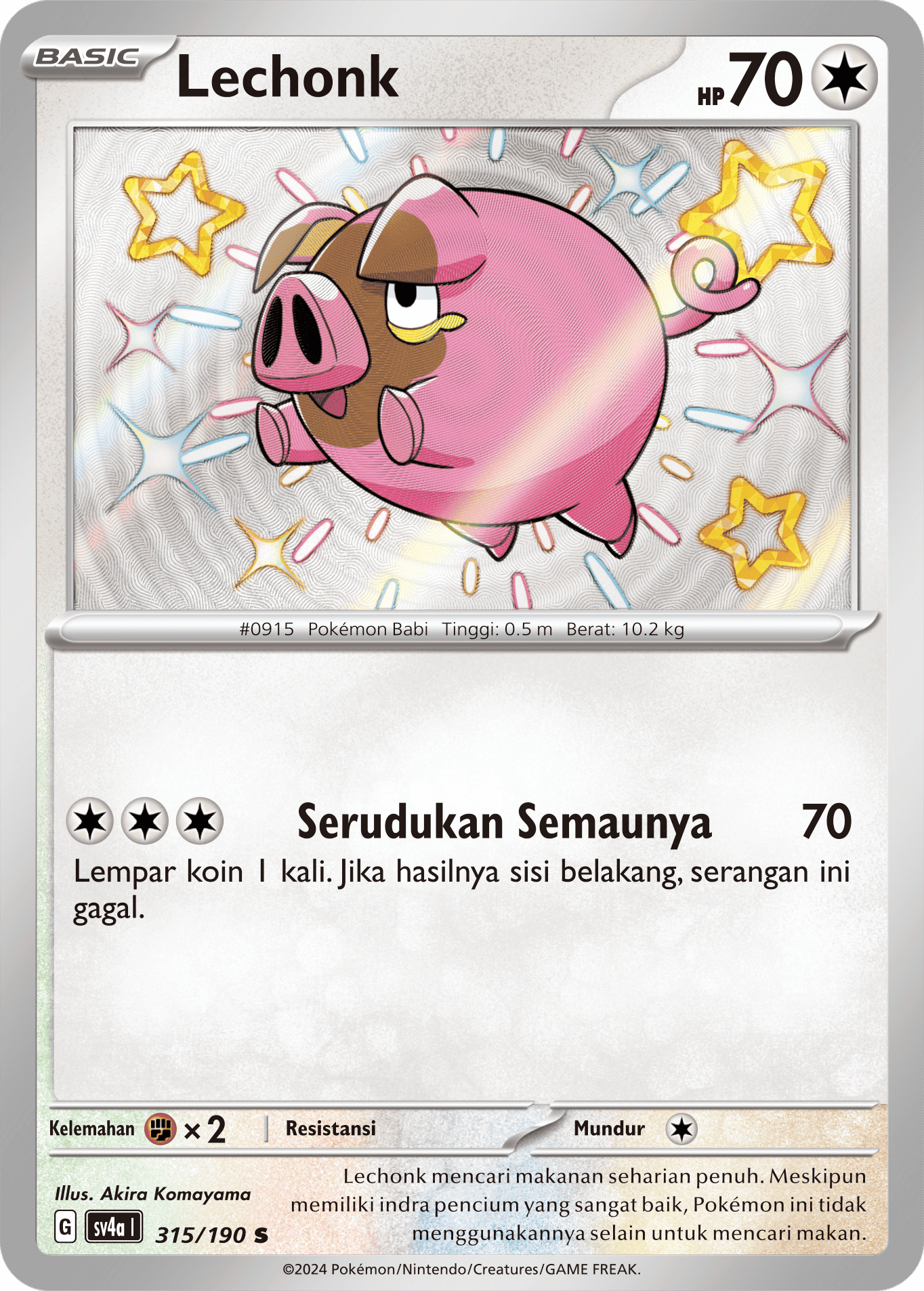 Lechonk 315 — Harta Berkilau ex (Indonesian Pokémon TCG card)