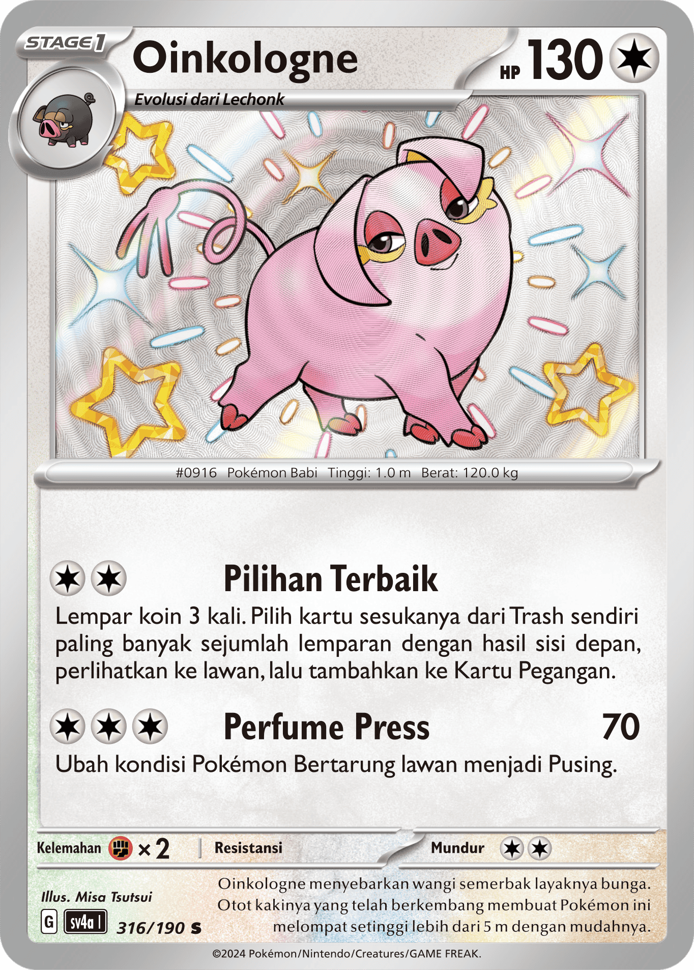 Oinkologne 316 — Harta Berkilau ex (Indonesian Pokémon TCG card)