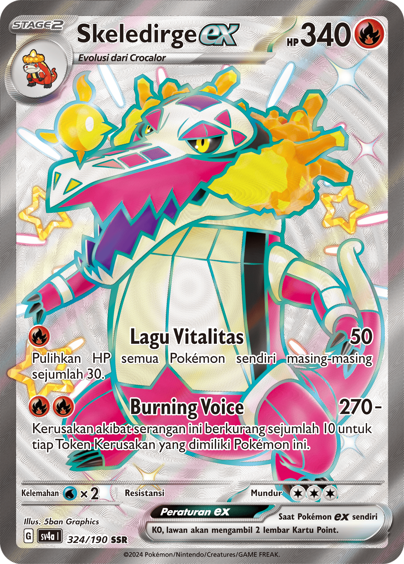 Skeledirge ex 324 — Harta Berkilau ex (Indonesian Pokémon TCG card)