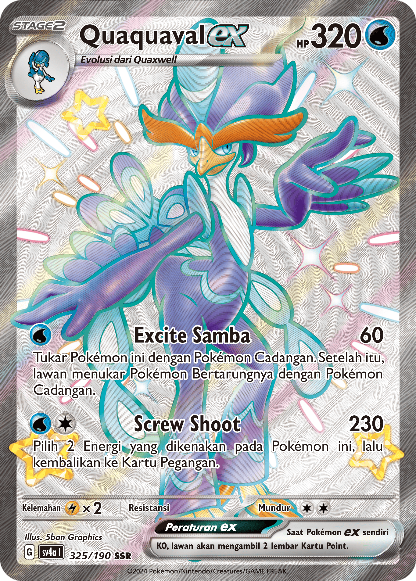 Quaquaval ex 325 — Harta Berkilau ex (Indonesian Pokémon TCG card)