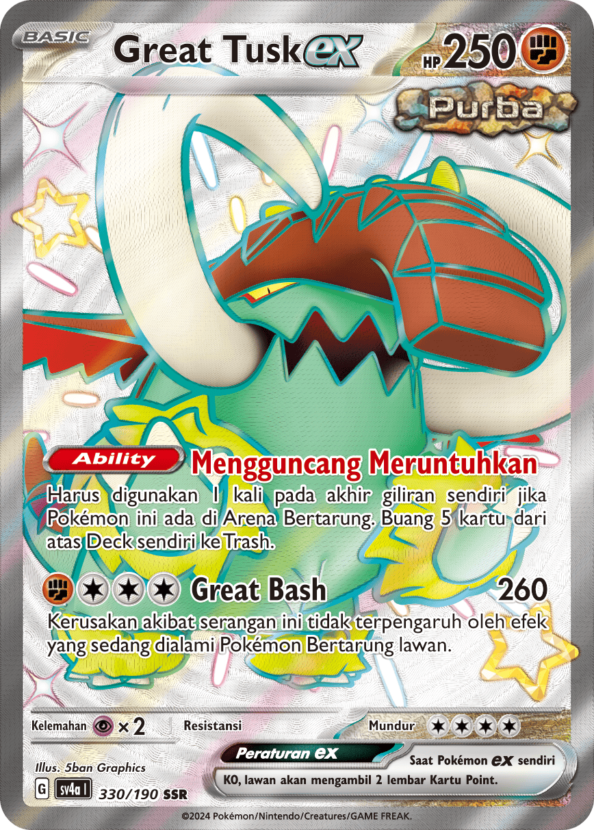 Great Tusk ex 330 — Harta Berkilau ex (Indonesian Pokémon TCG card)