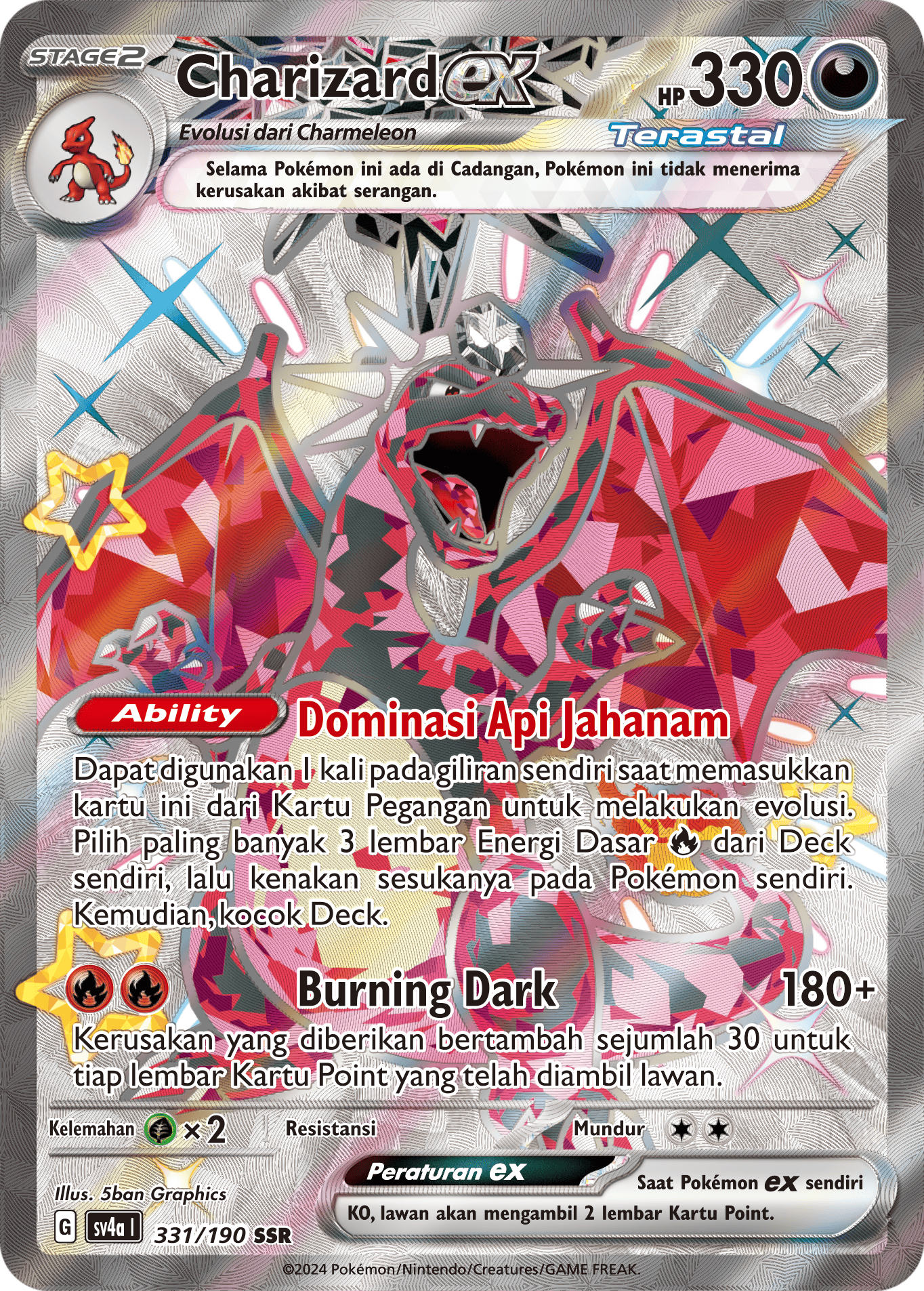 Charizard ex 331 — Harta Berkilau ex (Indonesian Pokémon TCG card)